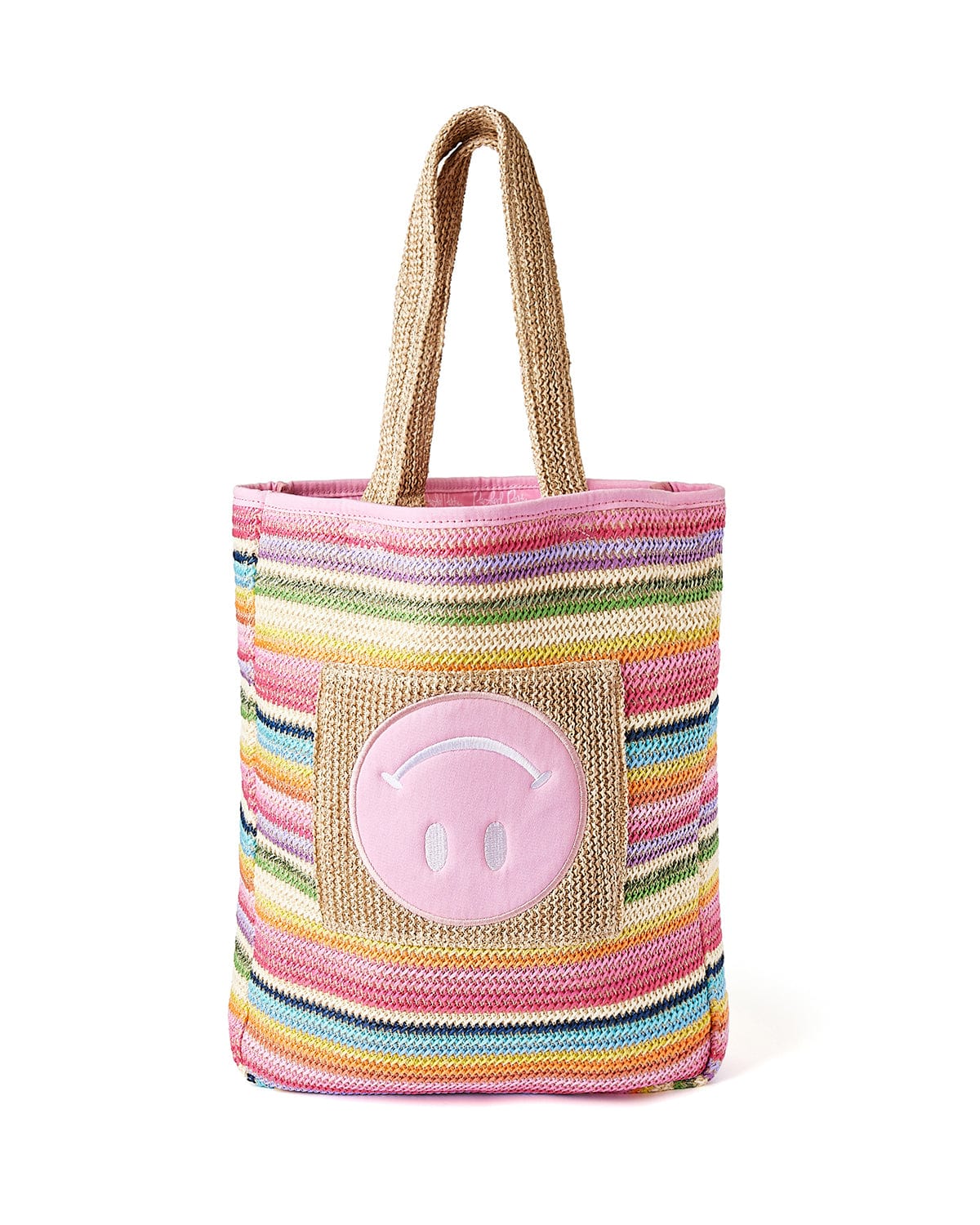 Smiley Woven Rainbow Tote