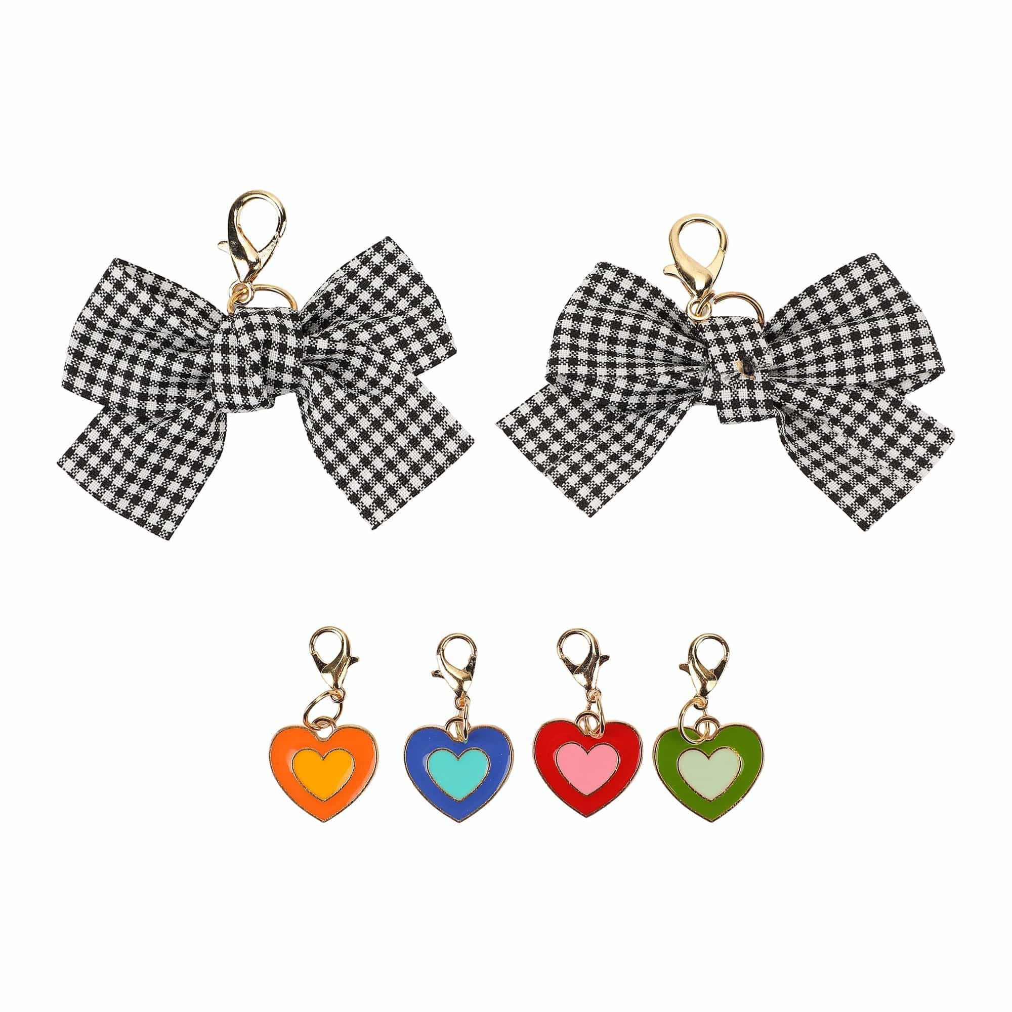 Shoe Charm Set - Plaid Bows & Rainbow Hearts