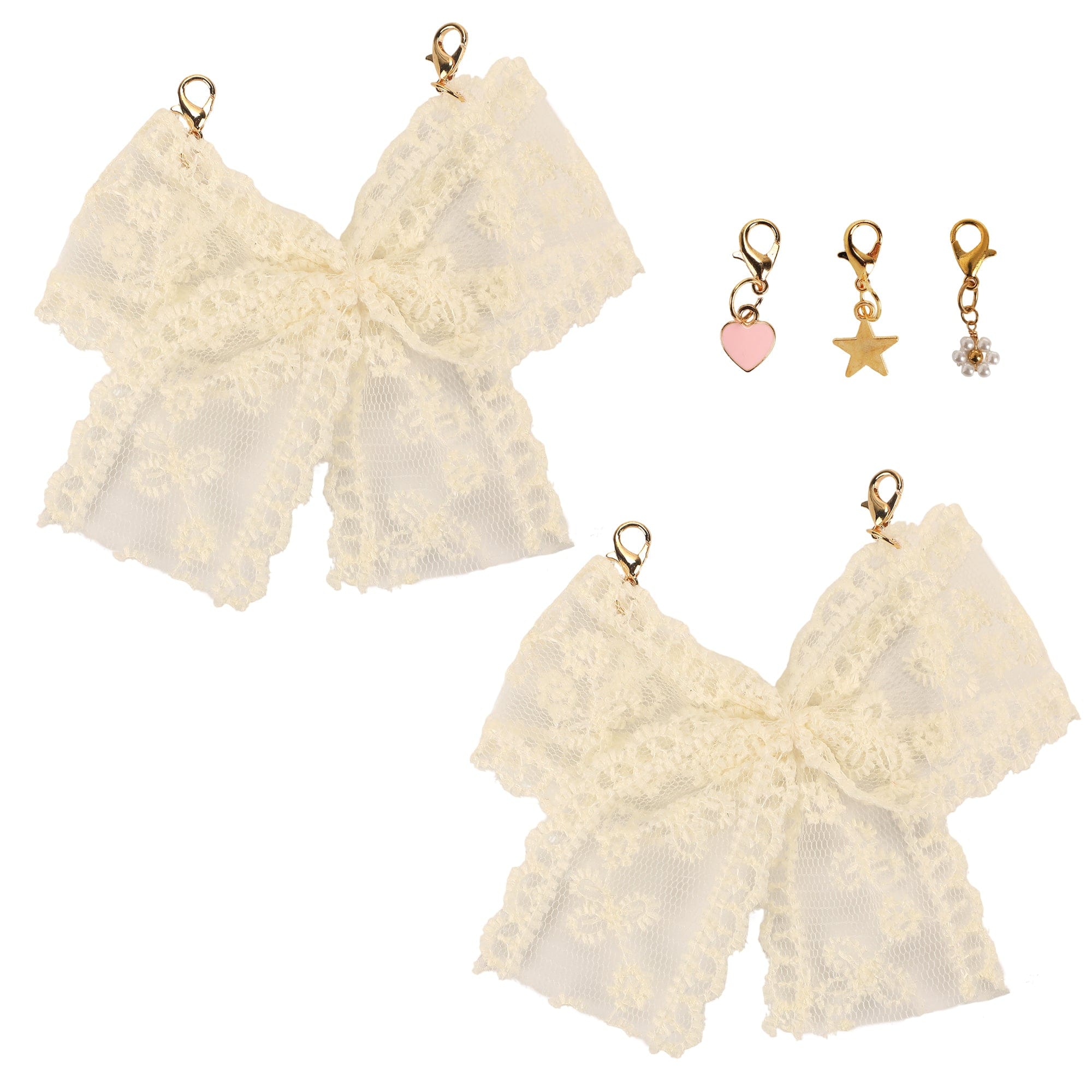 Shoe Charm Set - Lace Bows & Gold Charms