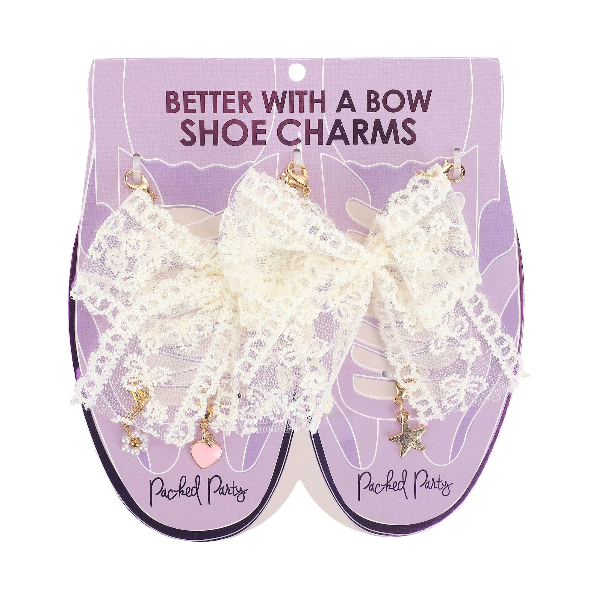 Shoe Charm Set - Lace Bows & Gold Charms