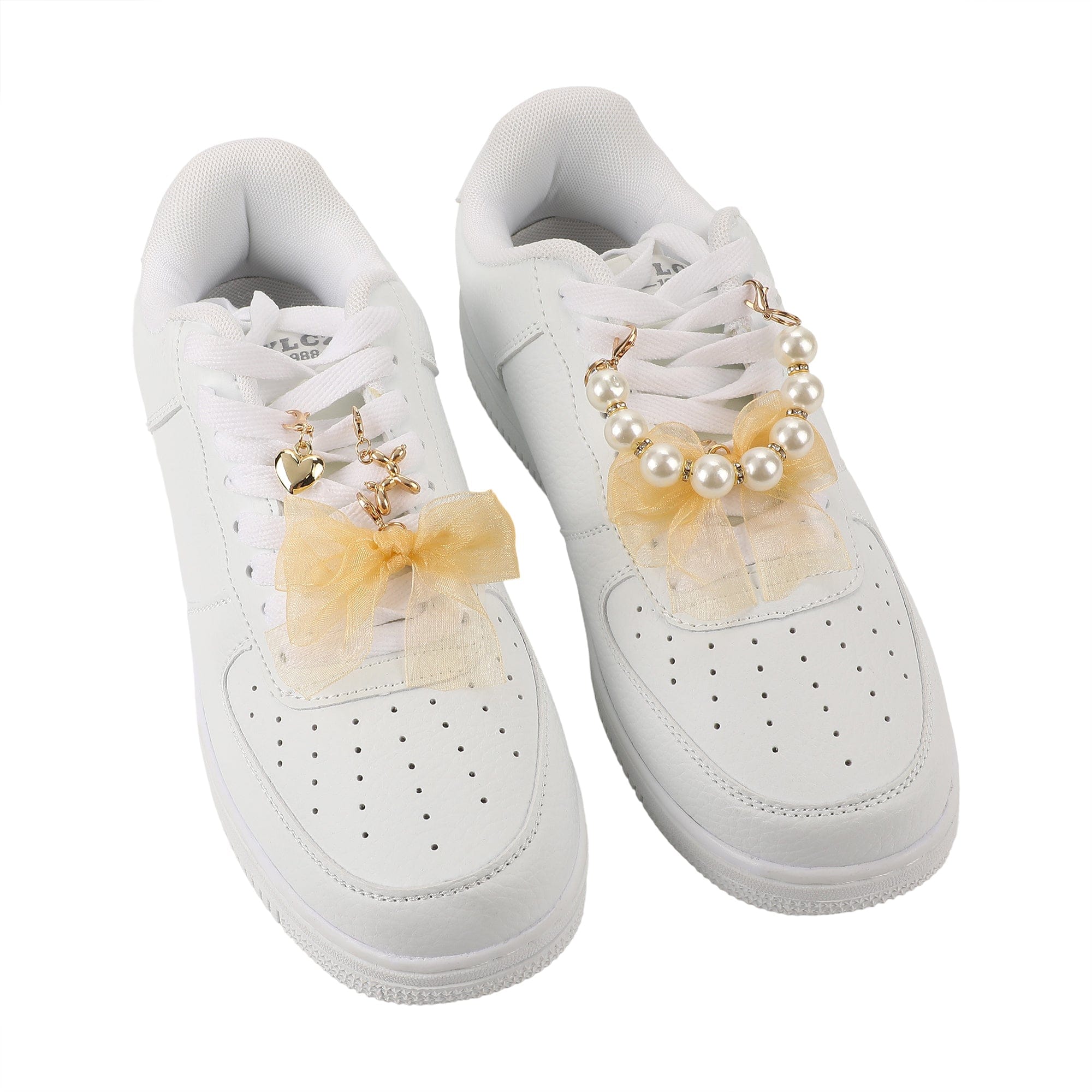 Shoe Charm Set - Gold Bows & Pearls