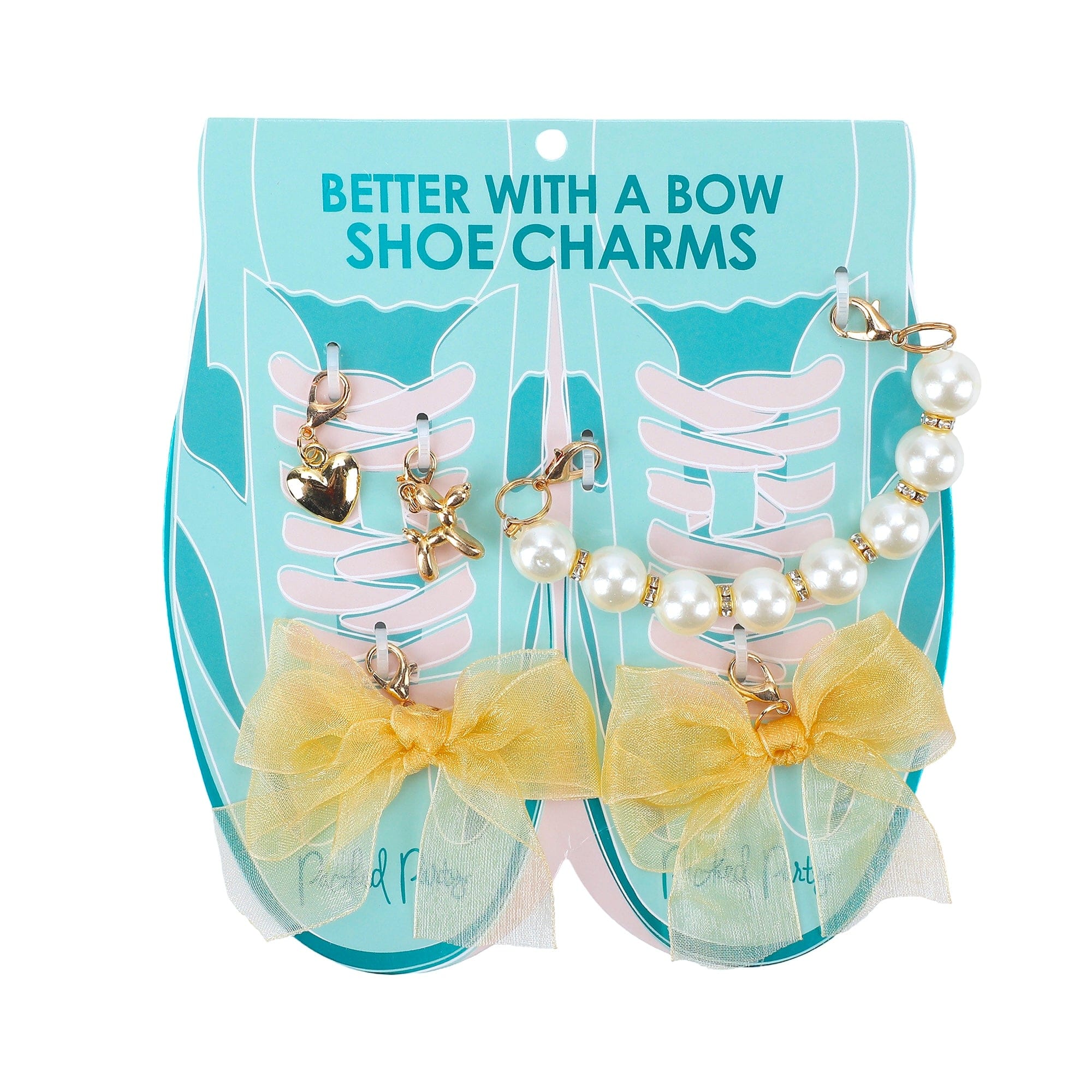 Shoe Charm Set - Gold Bows & Pearls
