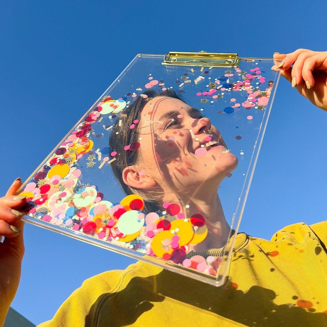 Rainbow Confetti Acrylic Clipboard