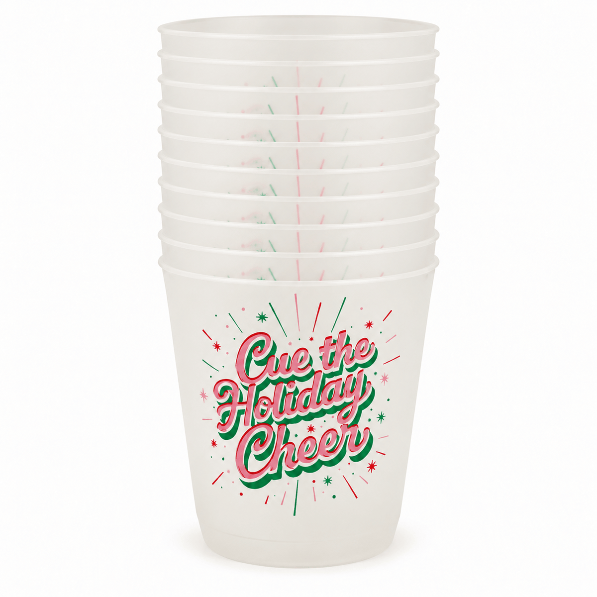 'Cue The Holiday Cheer' Christmas Cupstack (10 ct)