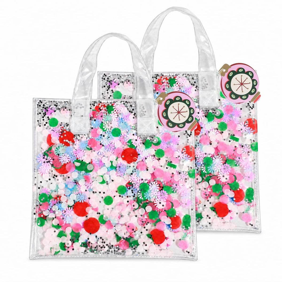 Confetti-filled Holiday Gift Bags with Gift Tags (Set of 2)