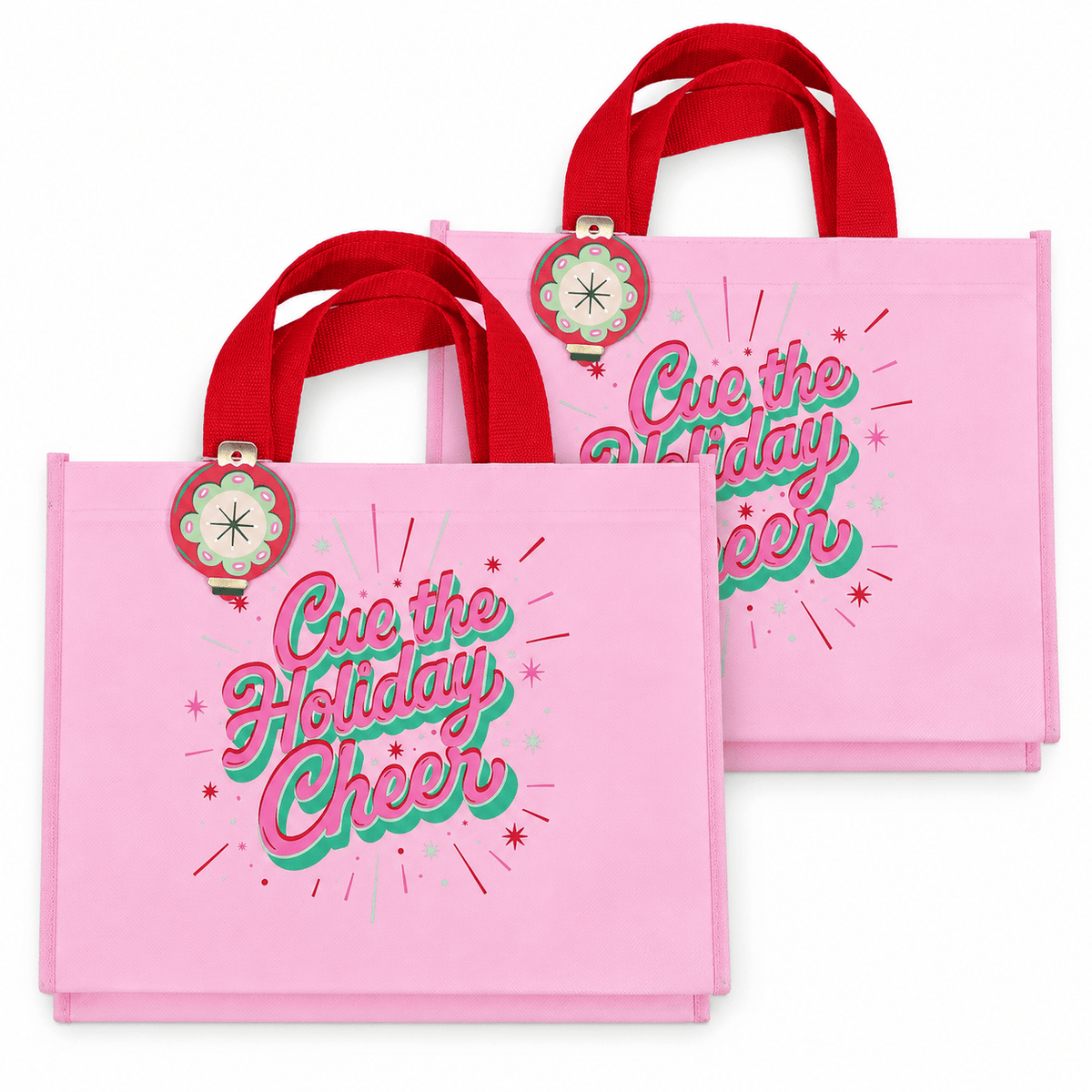 Holiday Cheer Gift Totes (Set of 2 reusable tote with gift tags)