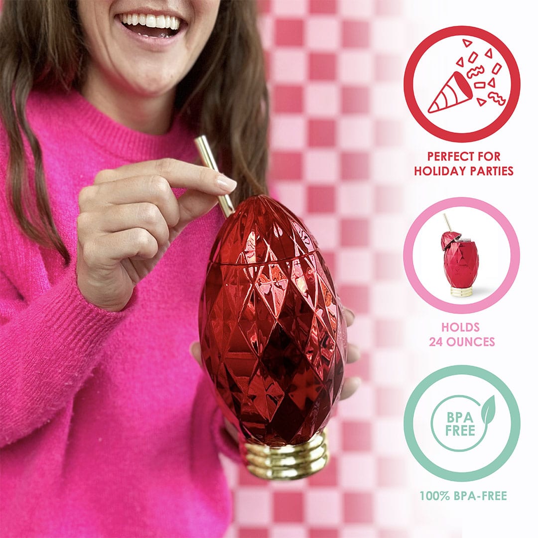 Red Vintage Christmas Light Sipper