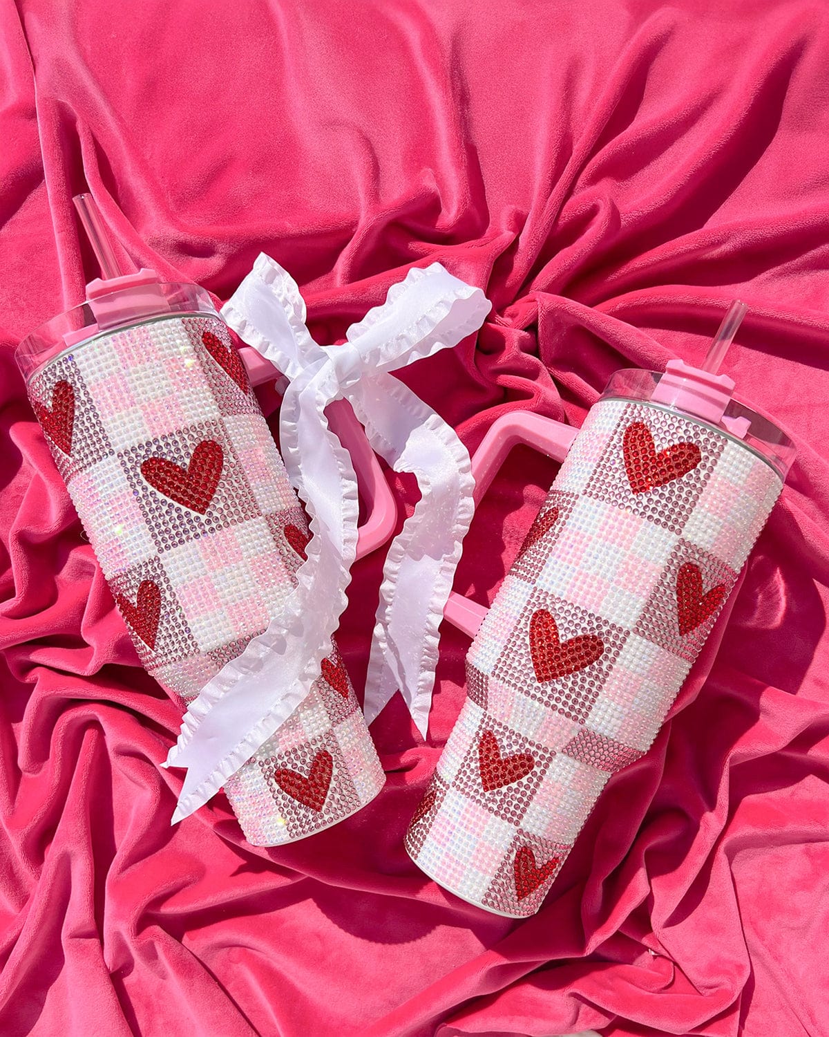 Rhinestone Hearts Stainless Steel Tumbler