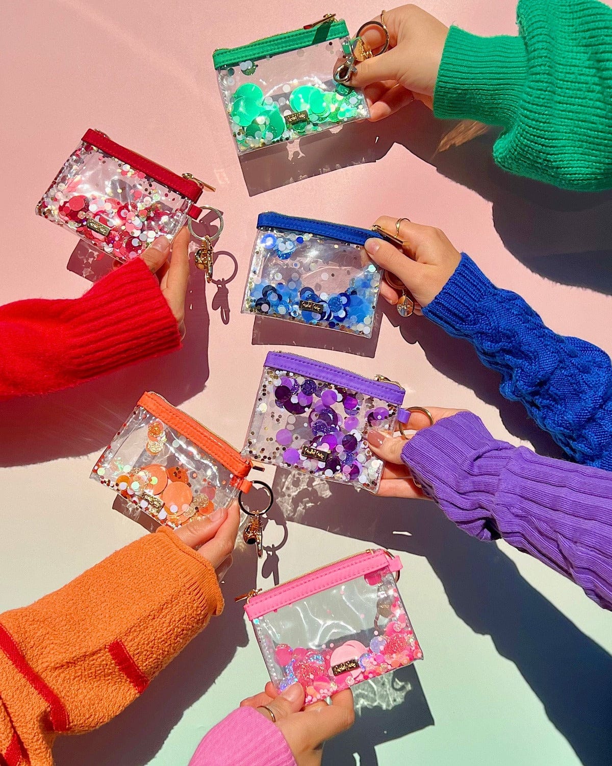 Pink Party Confetti Mini Wallet Keychain