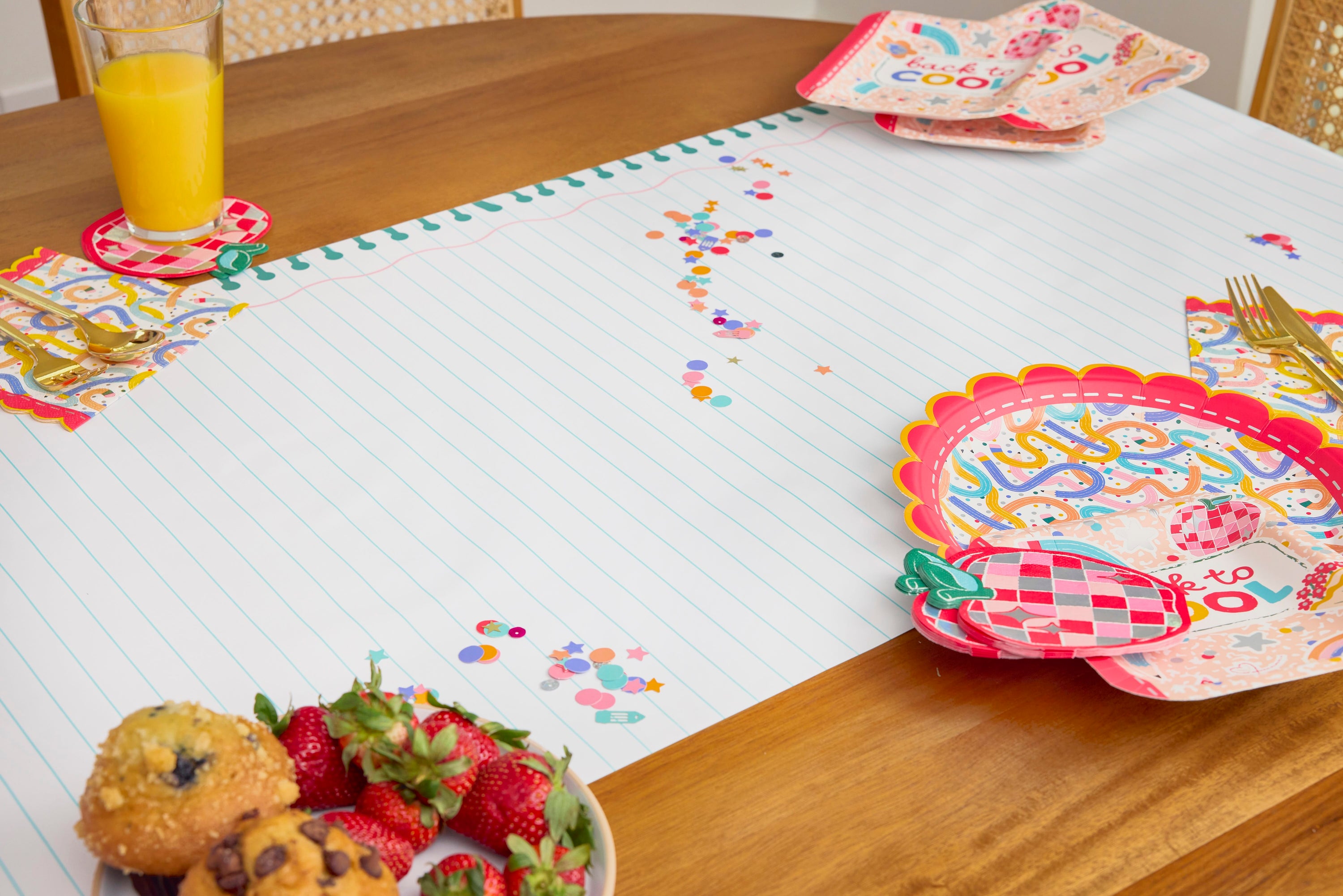 Notebook Paper Table Runner with Customizable Stickers