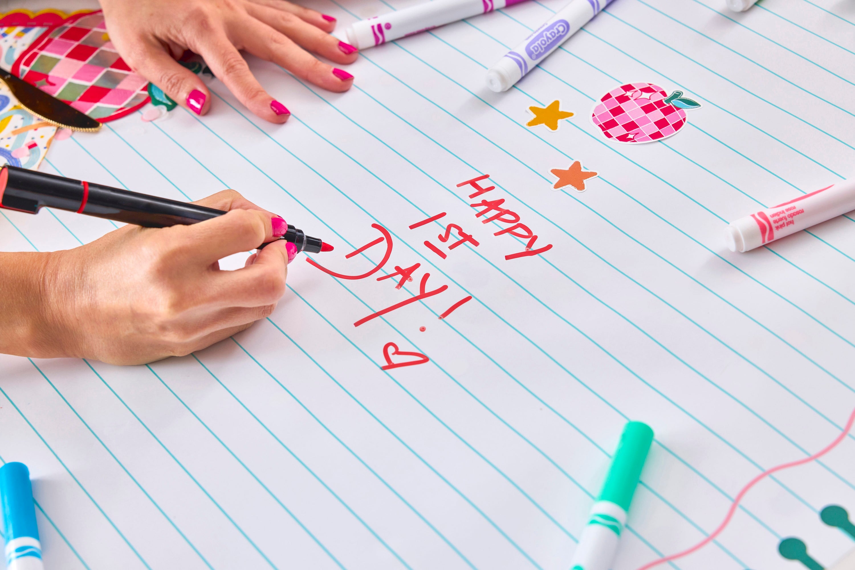 Notebook Paper Table Runner with Customizable Stickers