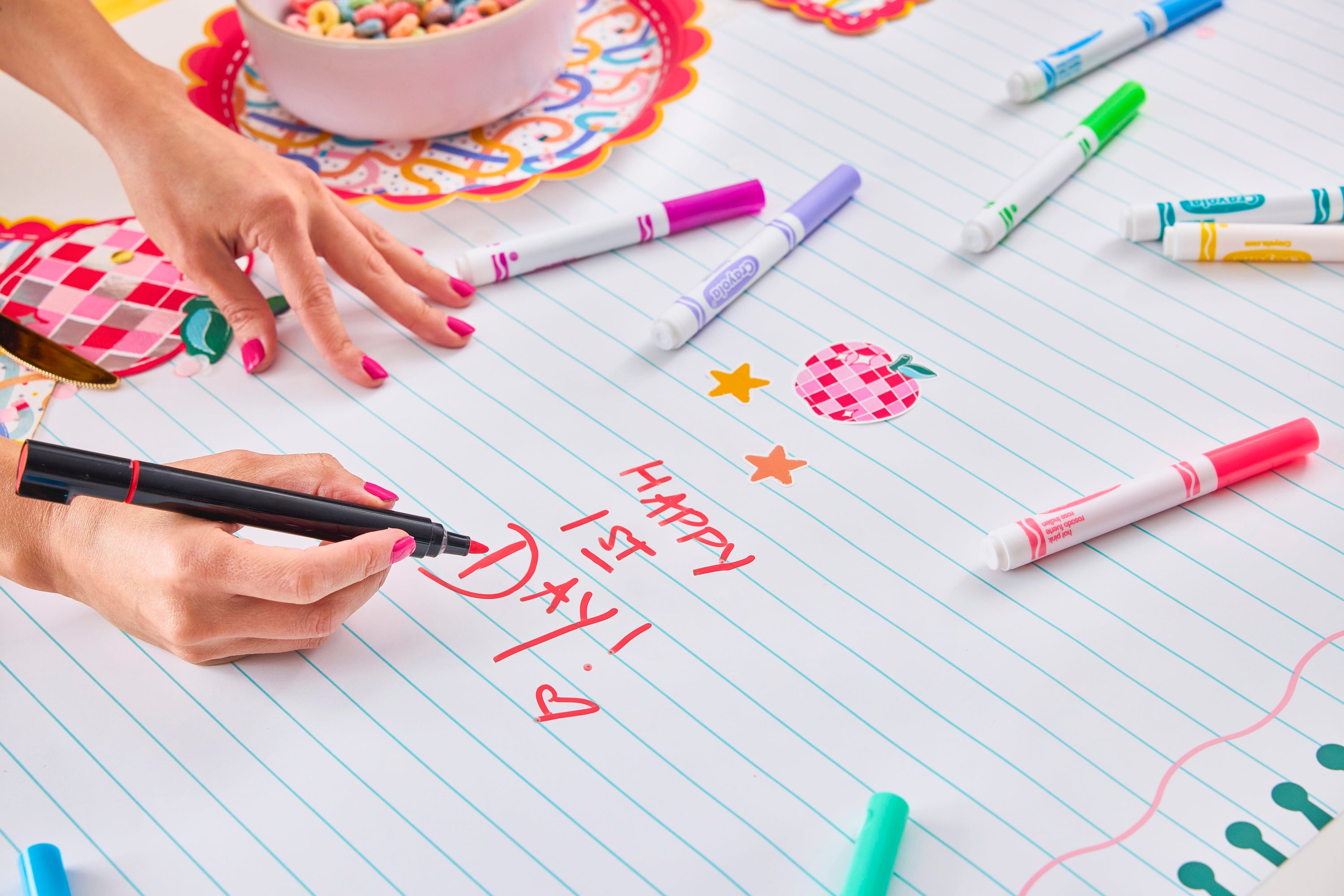 Notebook Paper Table Runner with Customizable Stickers