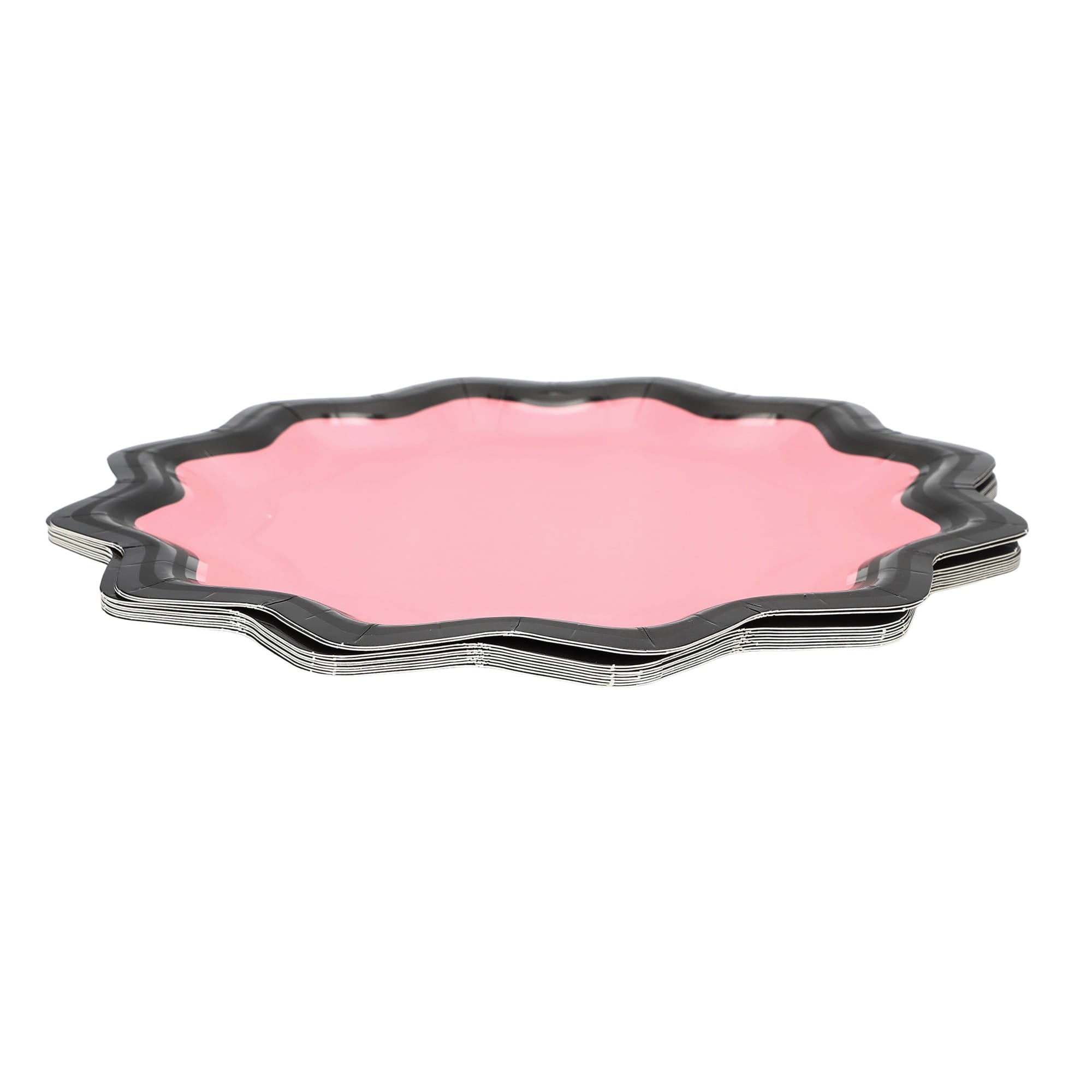 Pink & Black Scalloped Dinner Plates