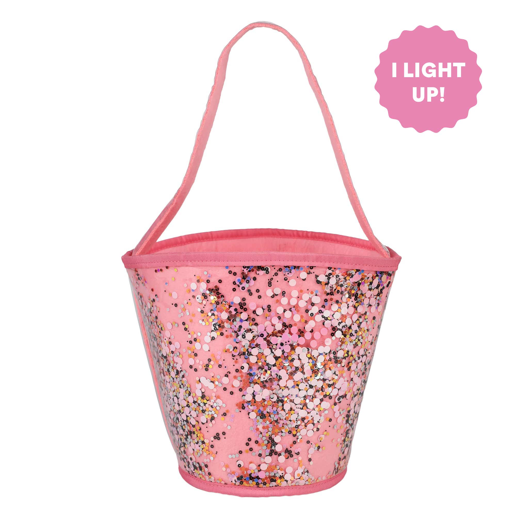 *Light Up* Confetti Trick-or-Treat Pink Halloween Candy Bucket