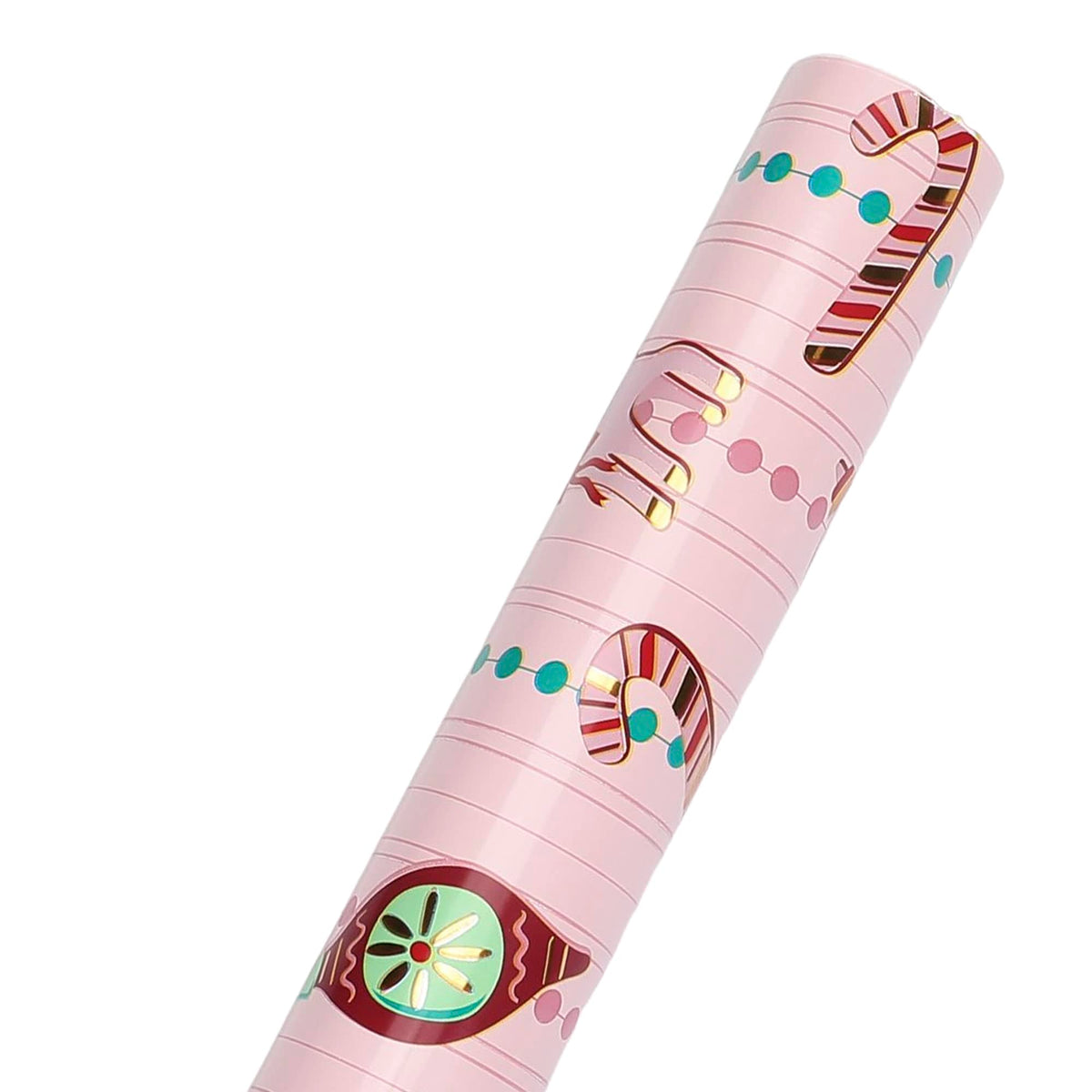 Pink Vintage Christmas Paper Table Runner (25 ft, cut to fit)
