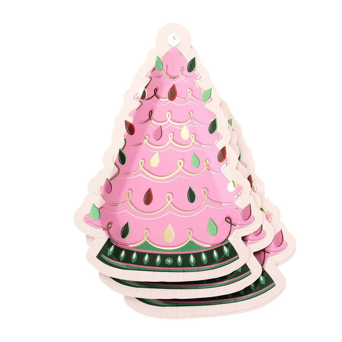 Pink Vintage Christmas Tree Dessert Plates (10 ct)