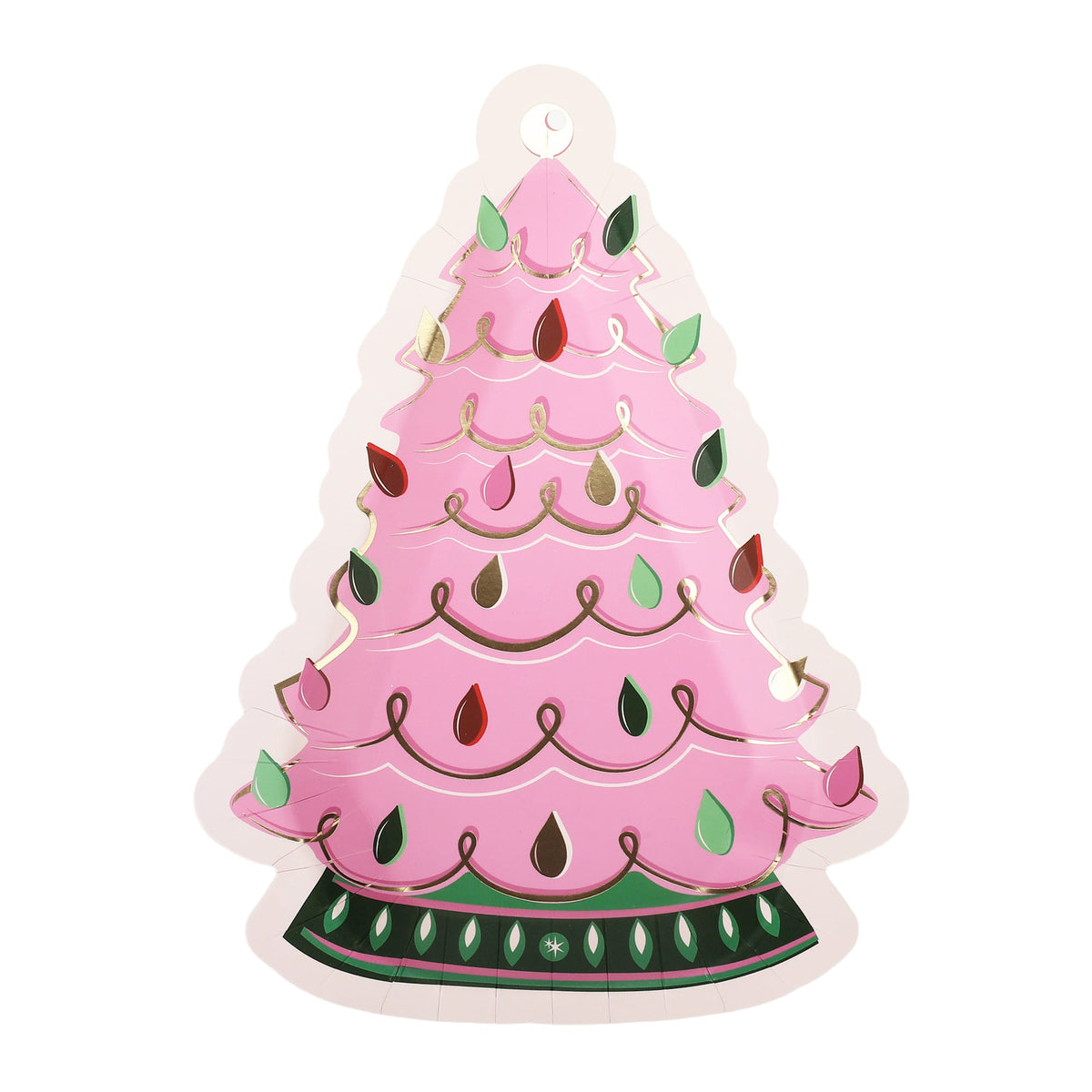 Pink Vintage Christmas Tree Dessert Plates (10 ct)
