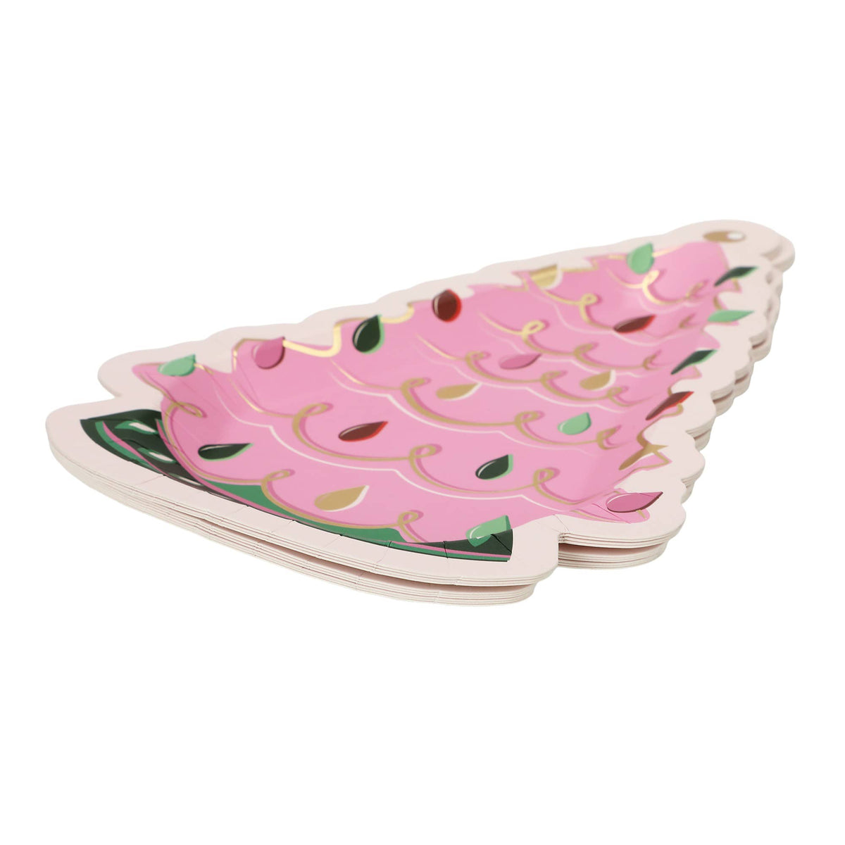 Pink Vintage Christmas Tree Dessert Plates (10 ct)