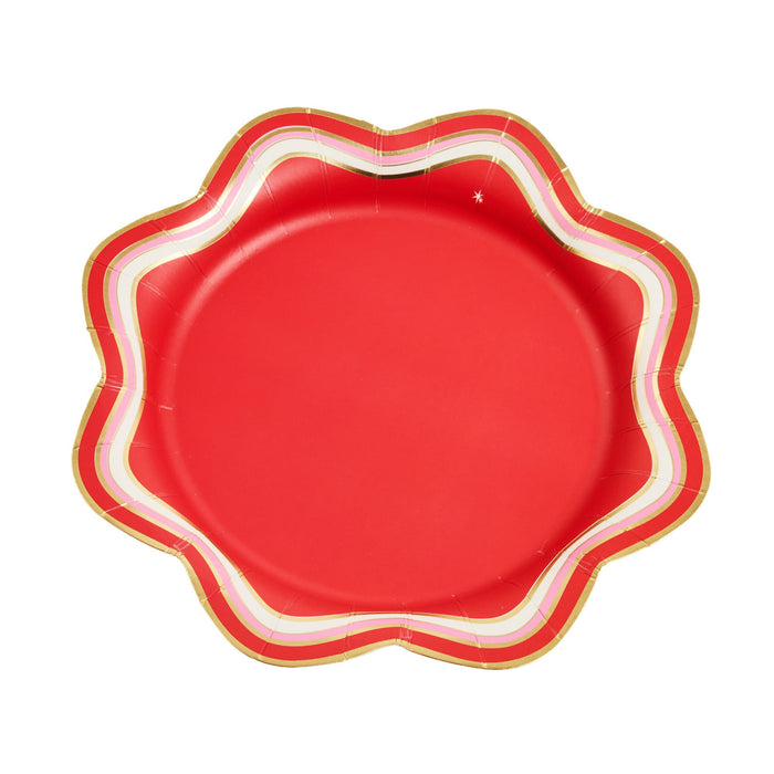 Red Scalloped Dessert Plates (10 ct)