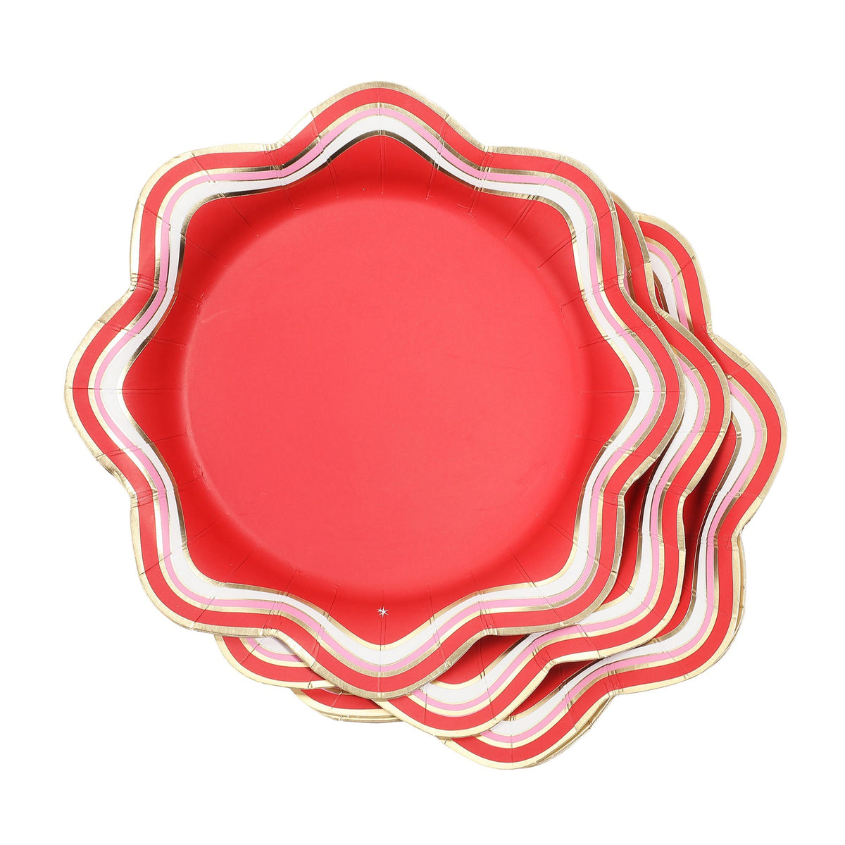 Red Scalloped Dessert Plates (10 ct)