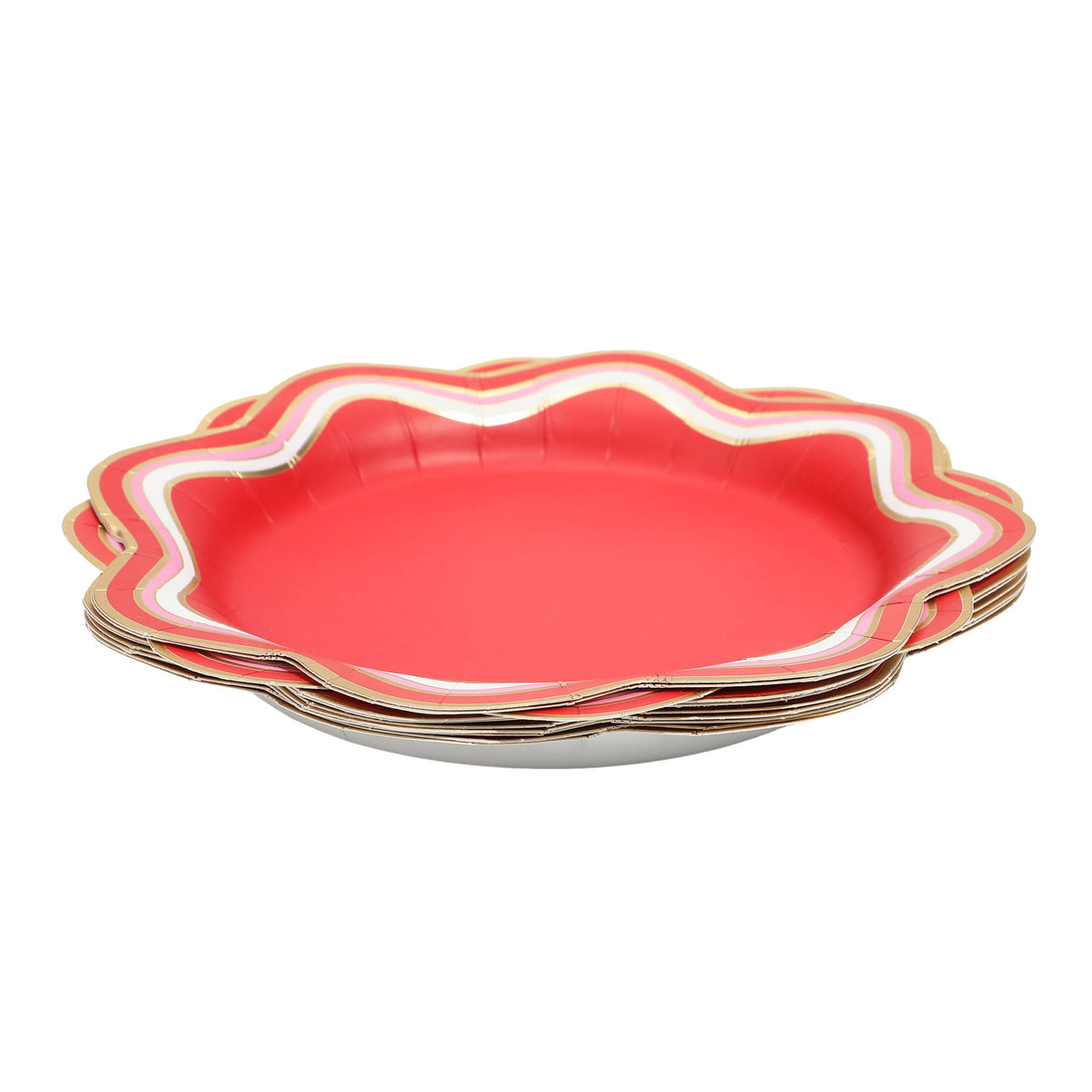 Red Scalloped Dessert Plates (10 ct)