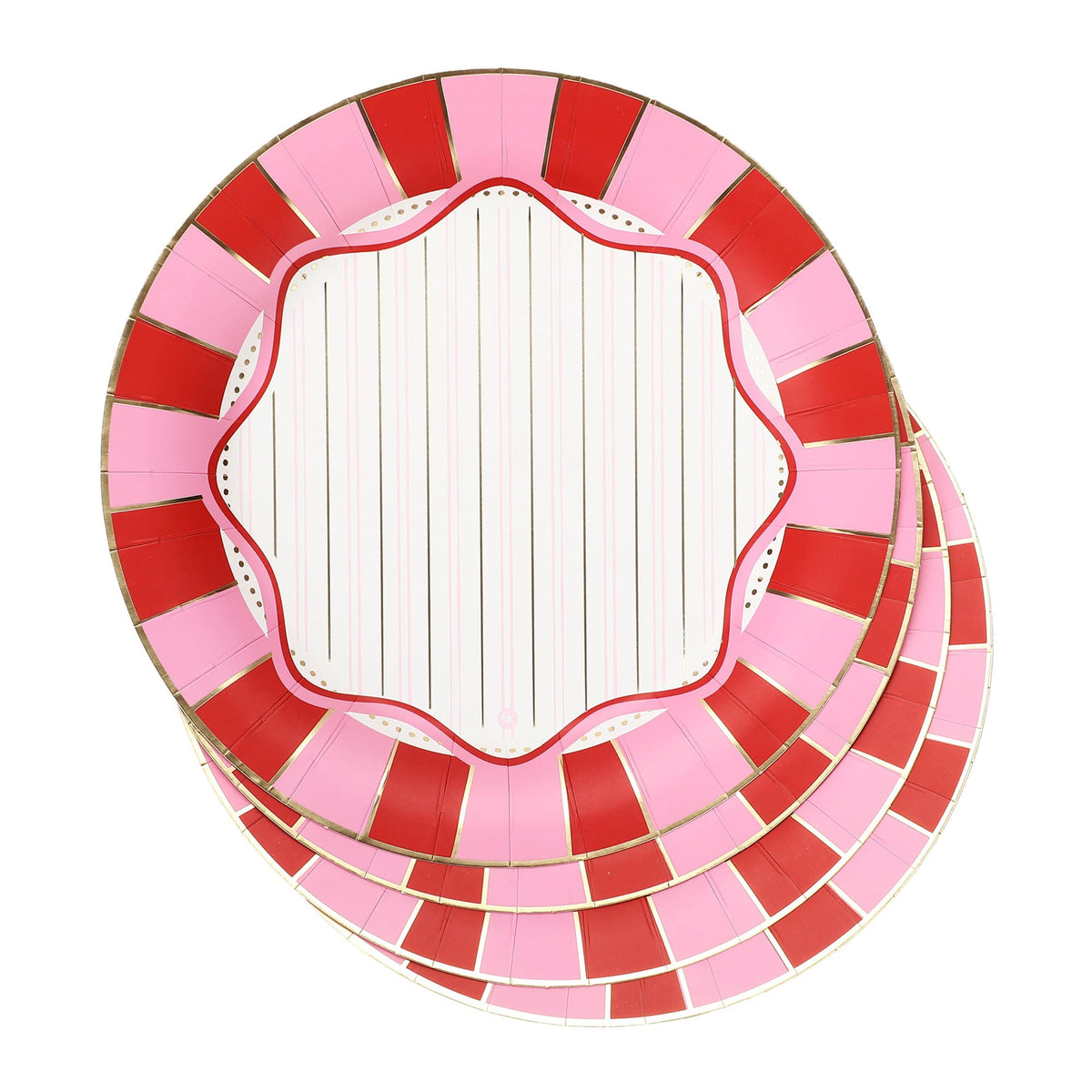 Red & Pink Striped Holiday Dinner Plates (10 ct)