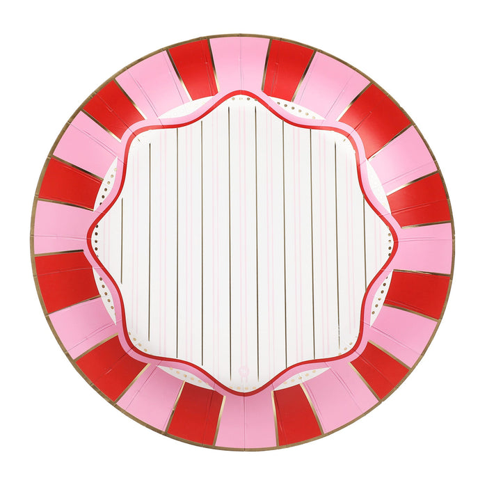 Red & Pink Striped Holiday Dinner Plates (10 ct)