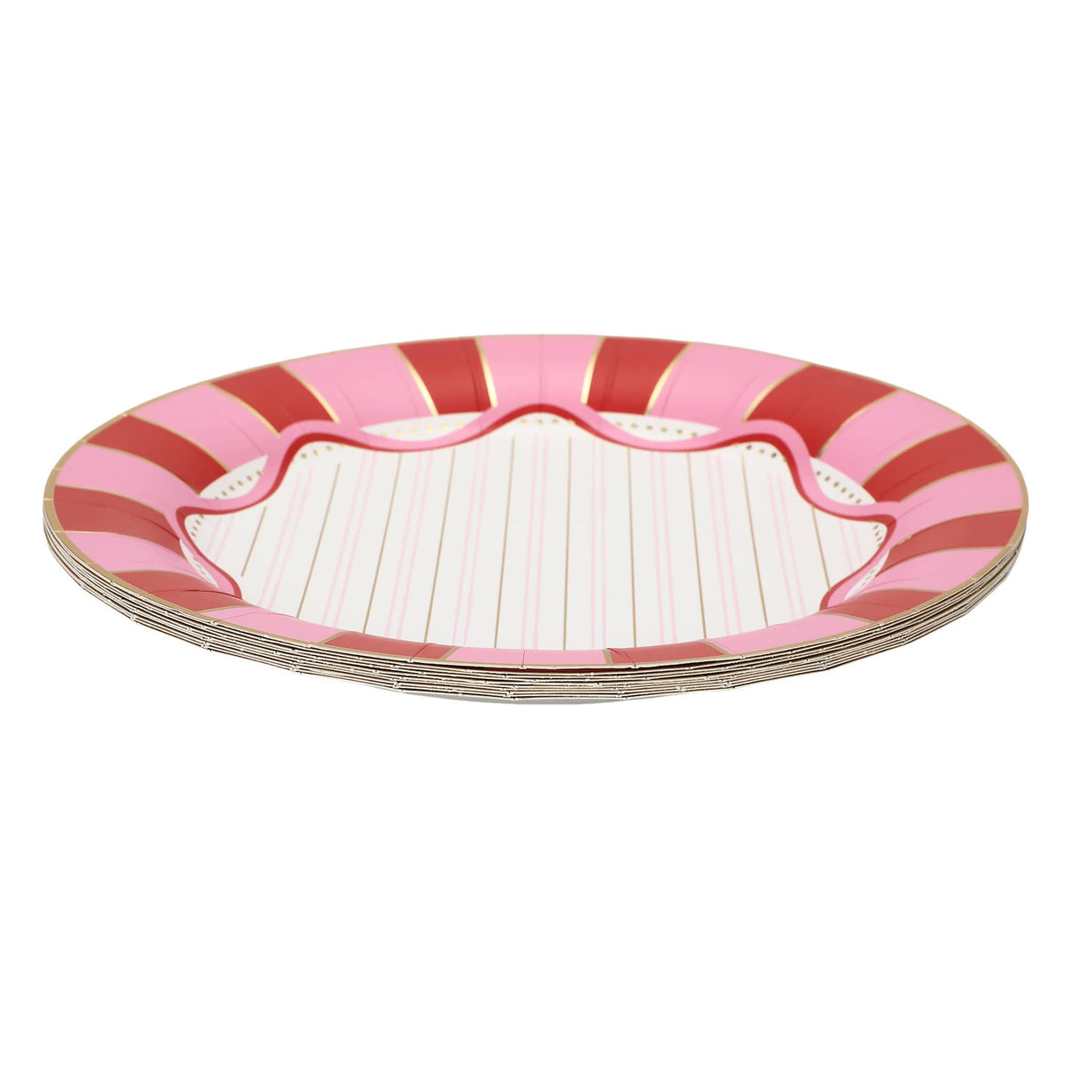 Red & Pink Striped Holiday Dinner Plates (10 ct)