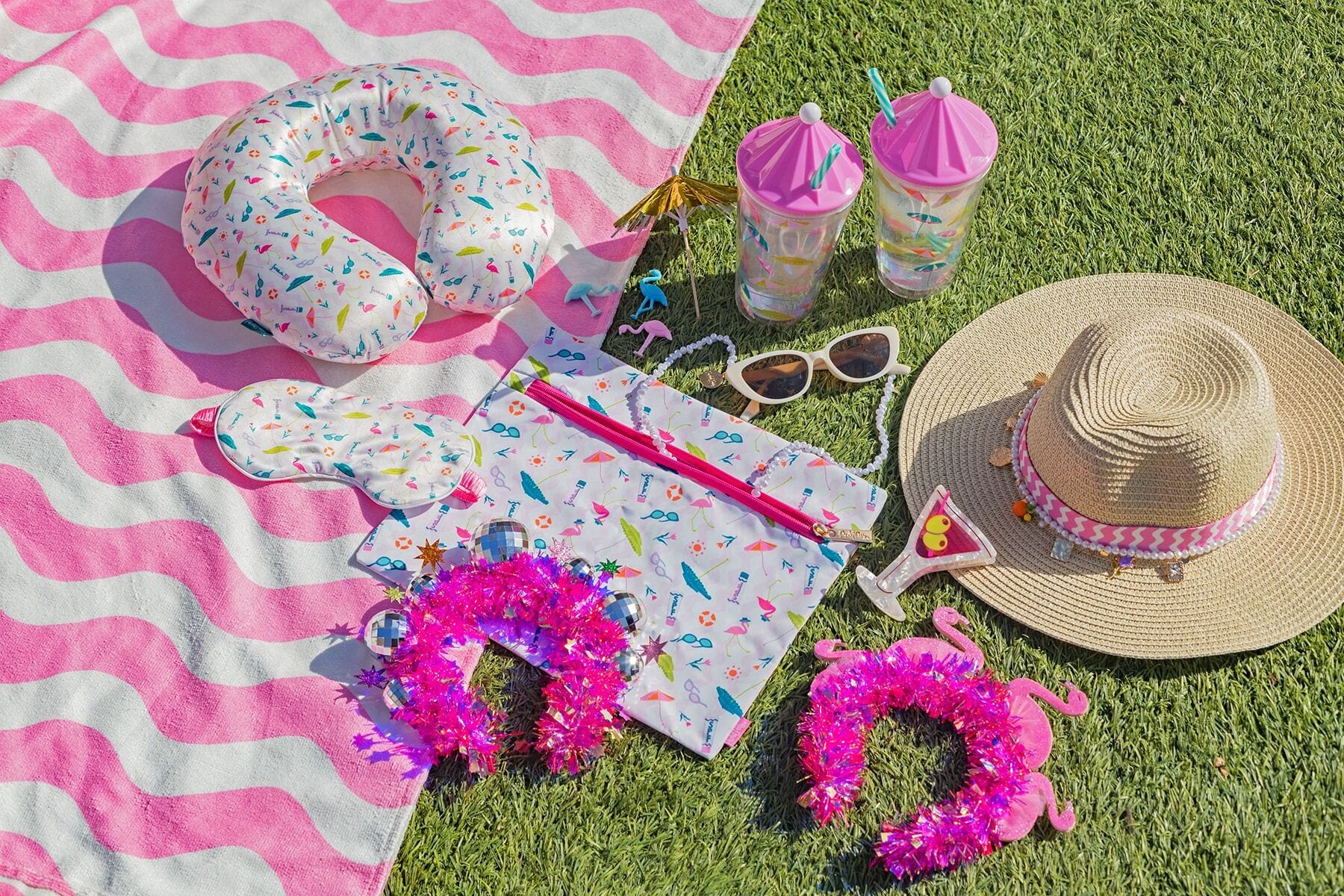Flamingo Drink Charm & Umbrella Stirrers Set