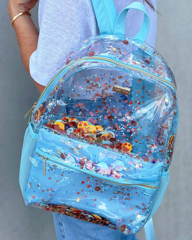 Little Letters Standard Blue Clear Backpack | Packed Party