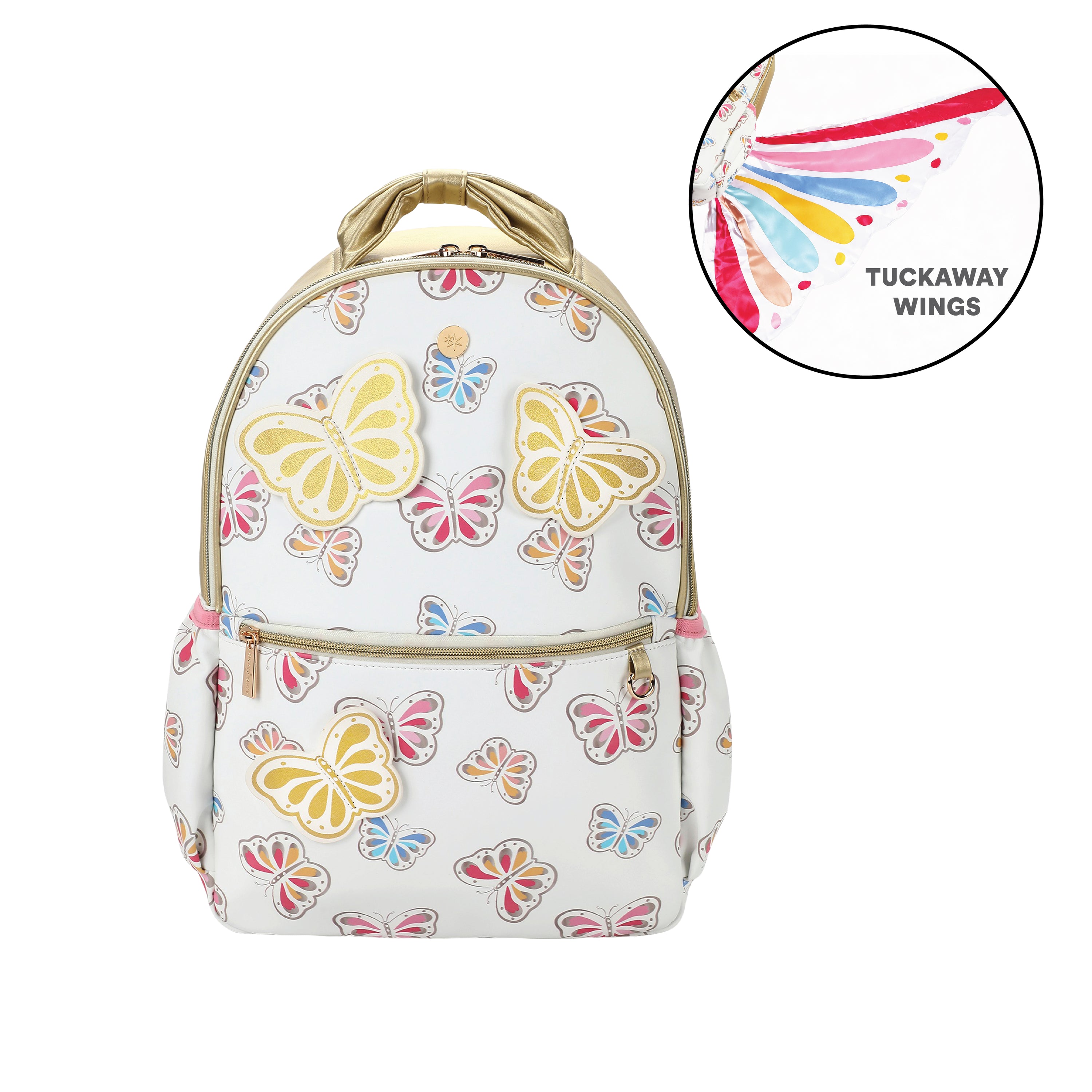 Gold Butterfly Backpack Bundle (Backpack, Lunchbox, & Pouch)