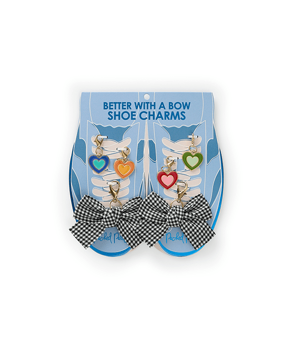 Shoe Charm Set - Plaid Bows & Rainbow Hearts