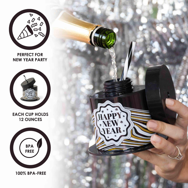 New Year's Eve Top Hat Party Sipper Cups