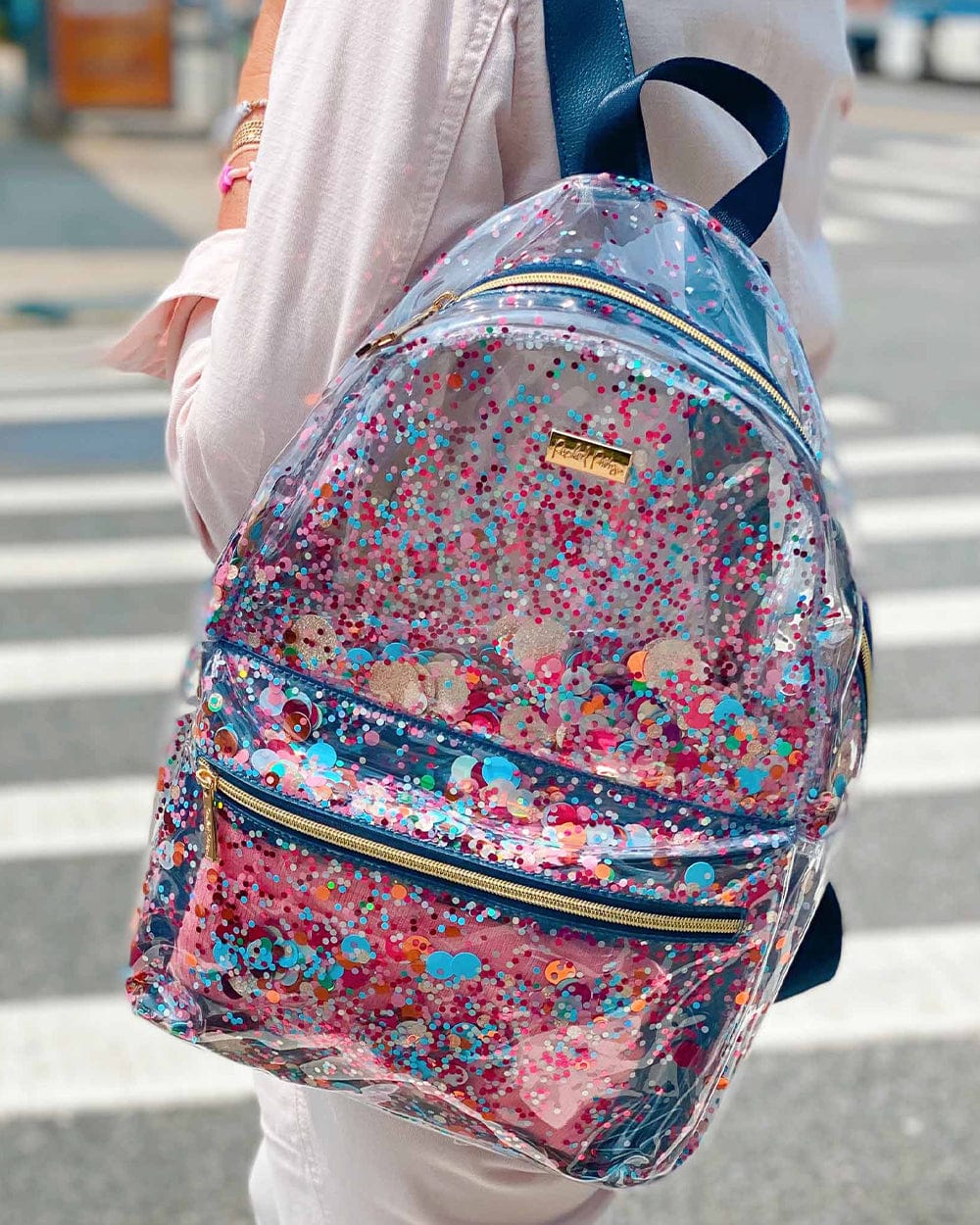 Clear backpack with confetti Outlet