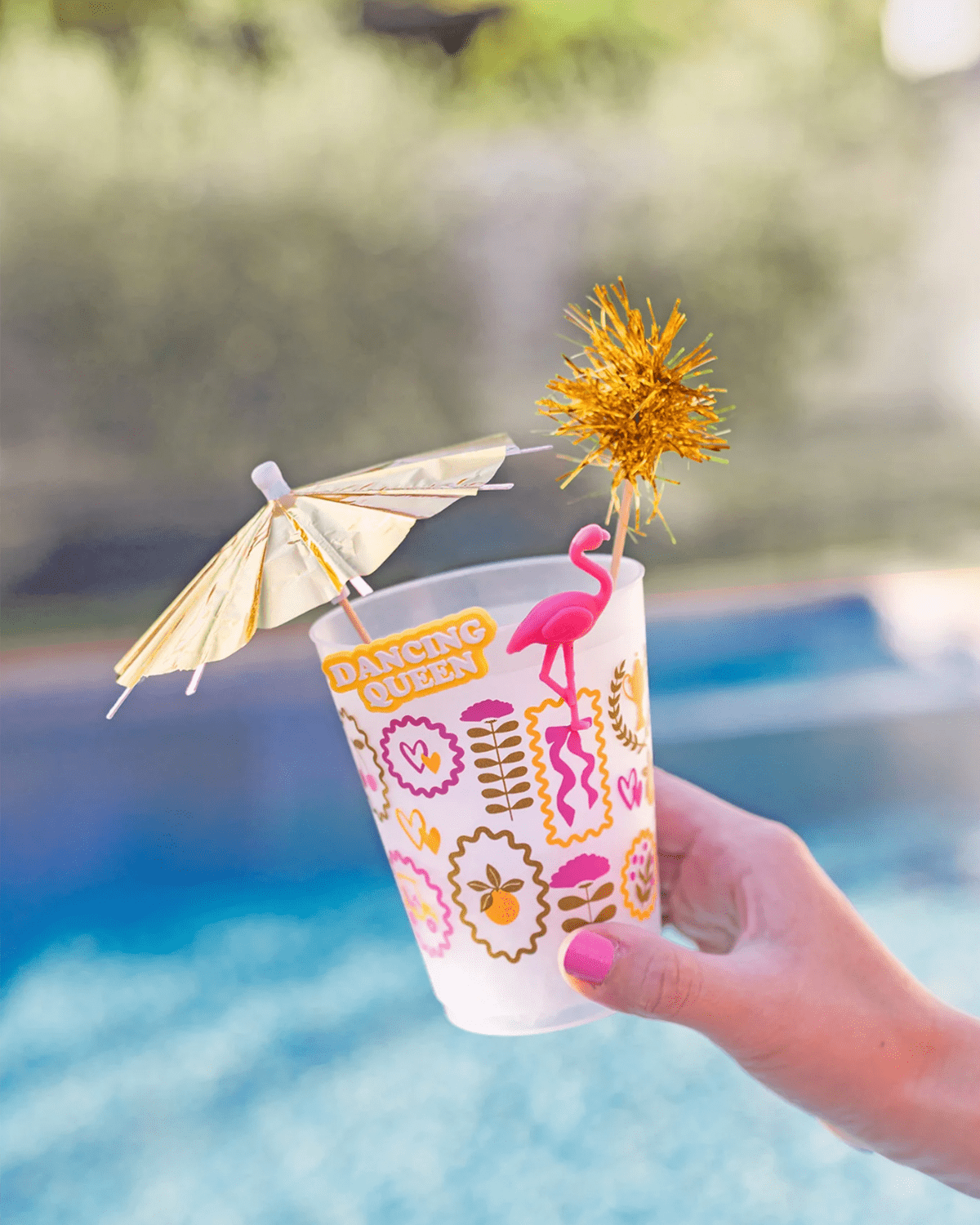 Flamingo Drink Charm & Umbrella Stirrers Set