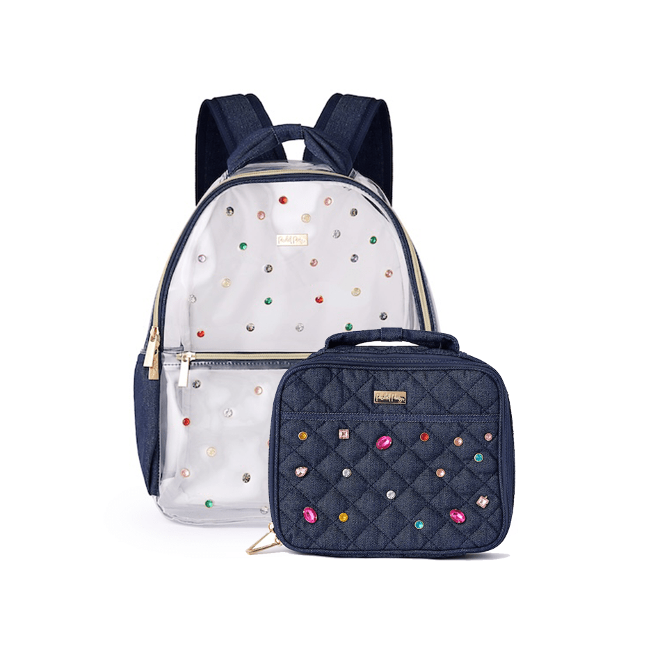 Clear Denim Gems Backpack Lunchbox Bundle
