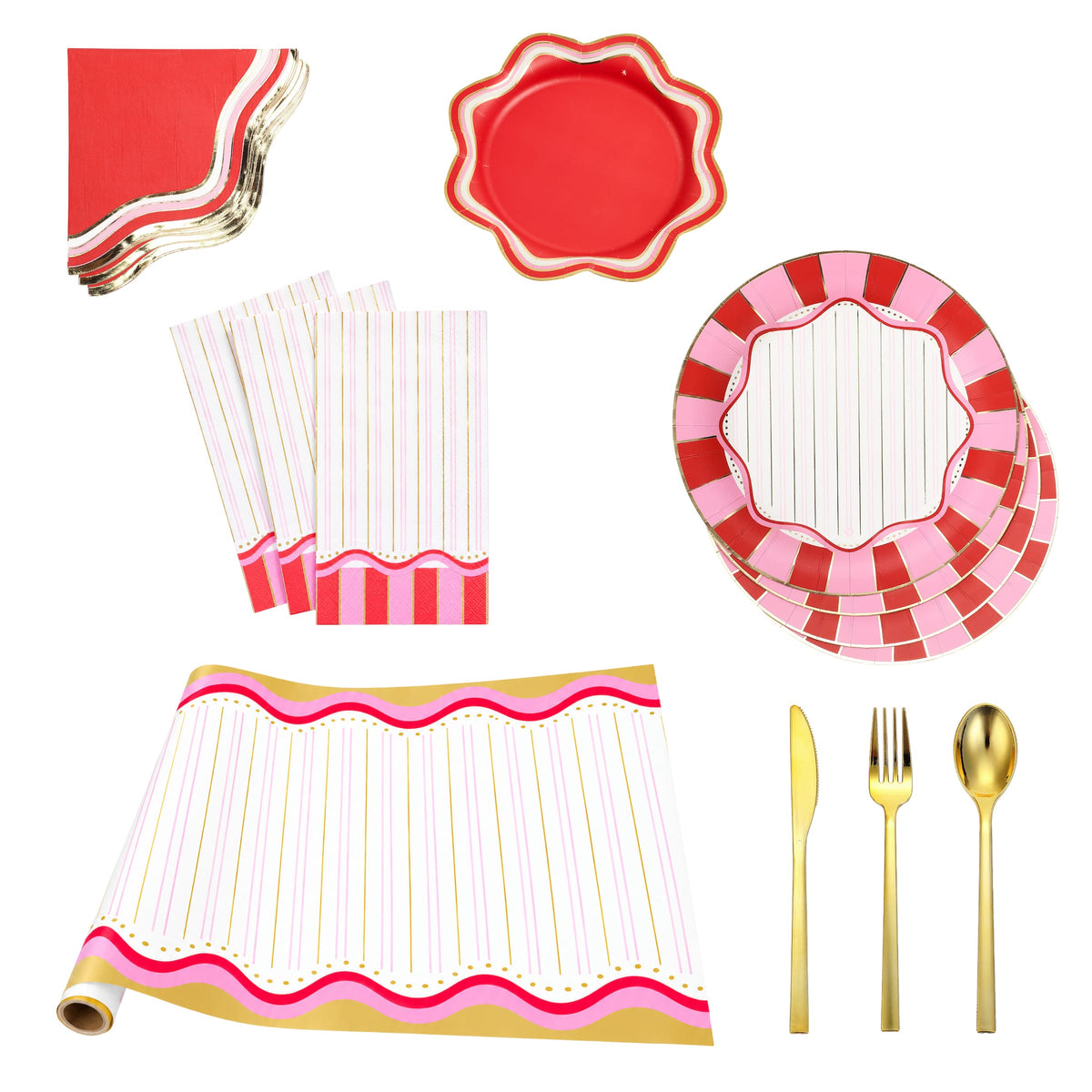 Pretty in Pink & Red Christmas Tableware Party Kit
