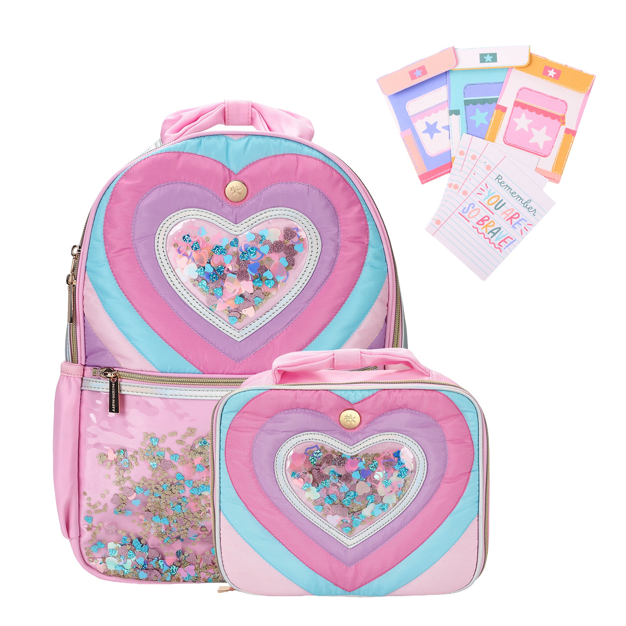 Quilted Confetti Heart Backpack Bundle (Backpack, Lunchbox & Notes)