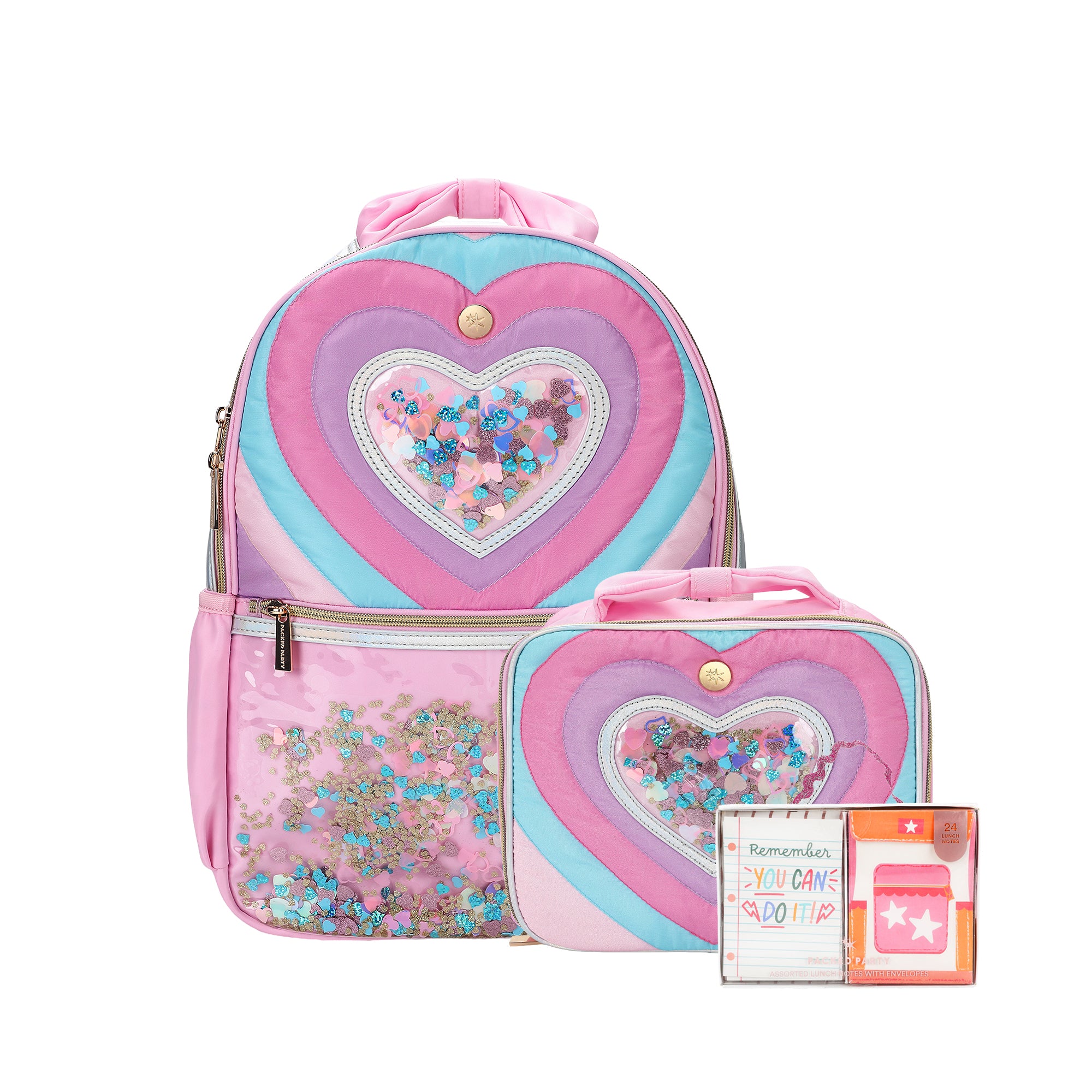 Quilted Confetti Heart Backpack Bundle (Backpack, Lunchbox & Notes)