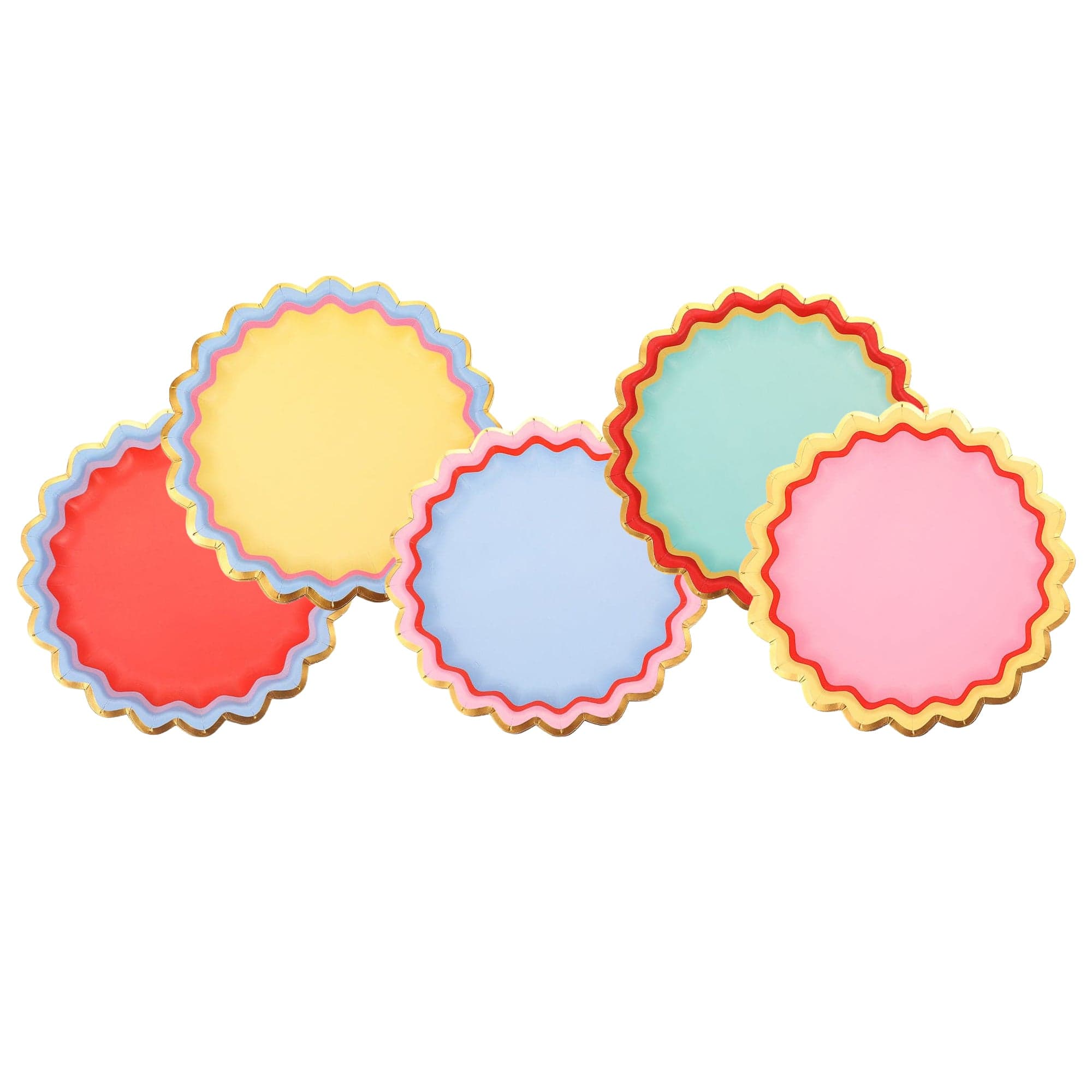 Red Ric Rac Plates Rainbow Ric Rac Assorted Dessert Plate | Packed Party