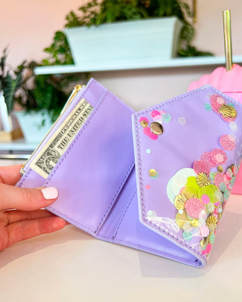 Shell it Out Confetti Button Wallet