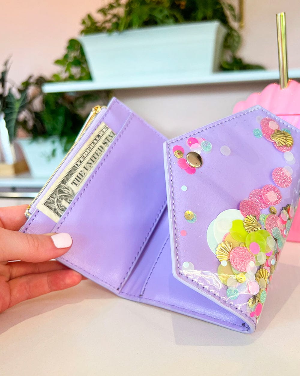 Purple Confetti Card Holder Wallet