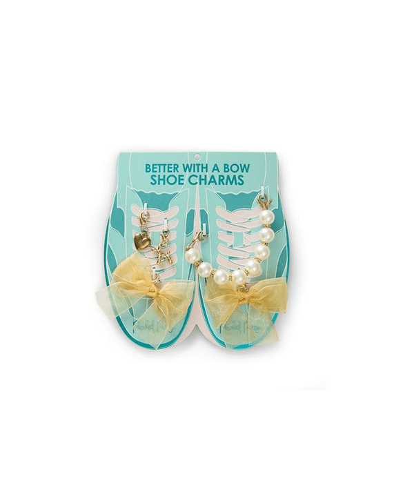Shoe Charm Set - Gold Bows & Pearls