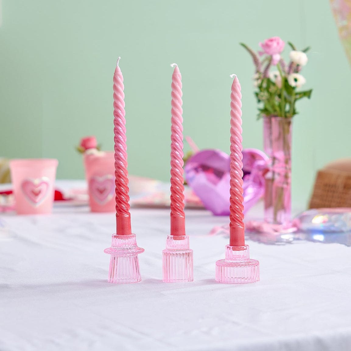 Pink Ombre Taper Candles
