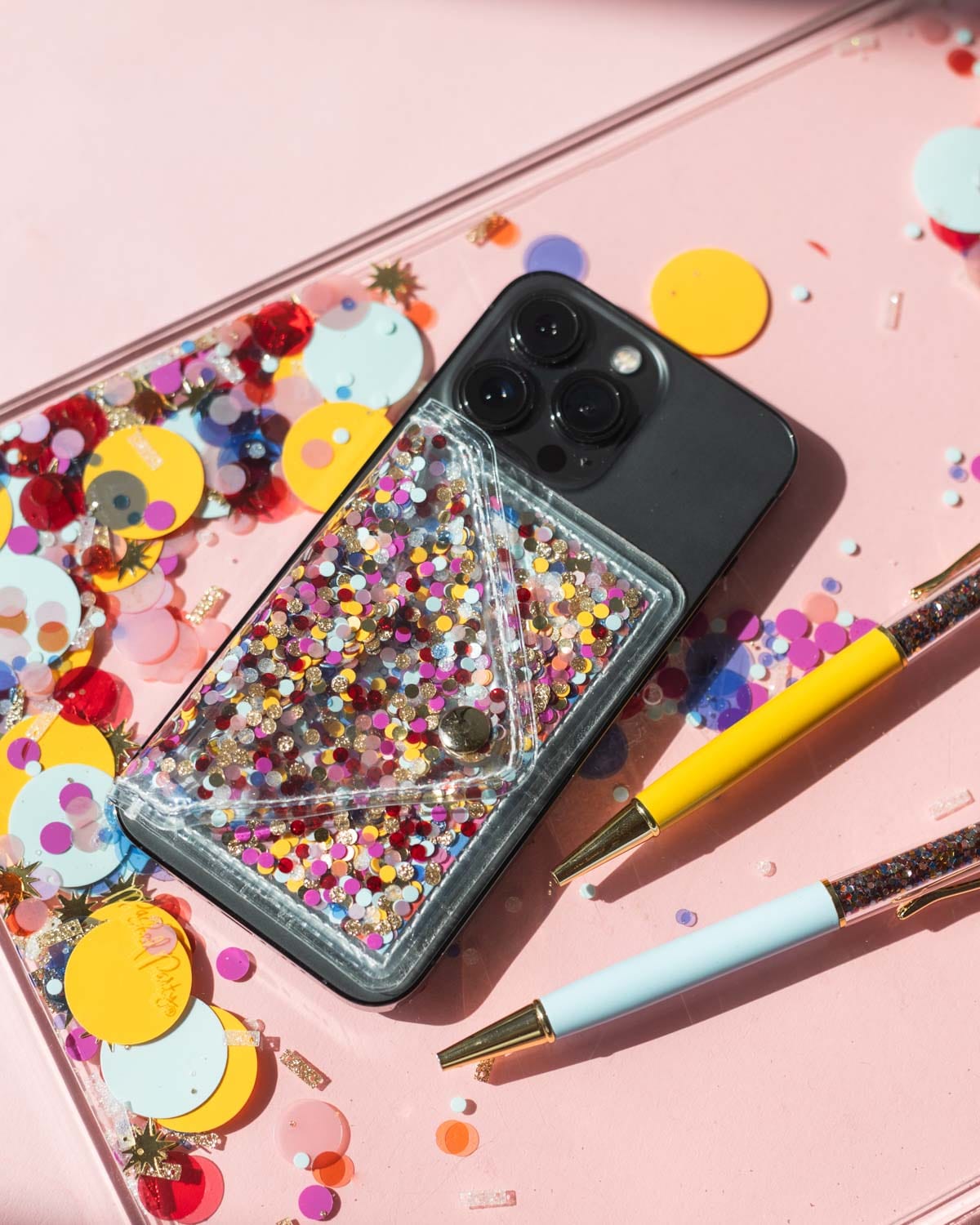 Confetti Stick On Cell Phone Card Holder (for iPhone or Android)