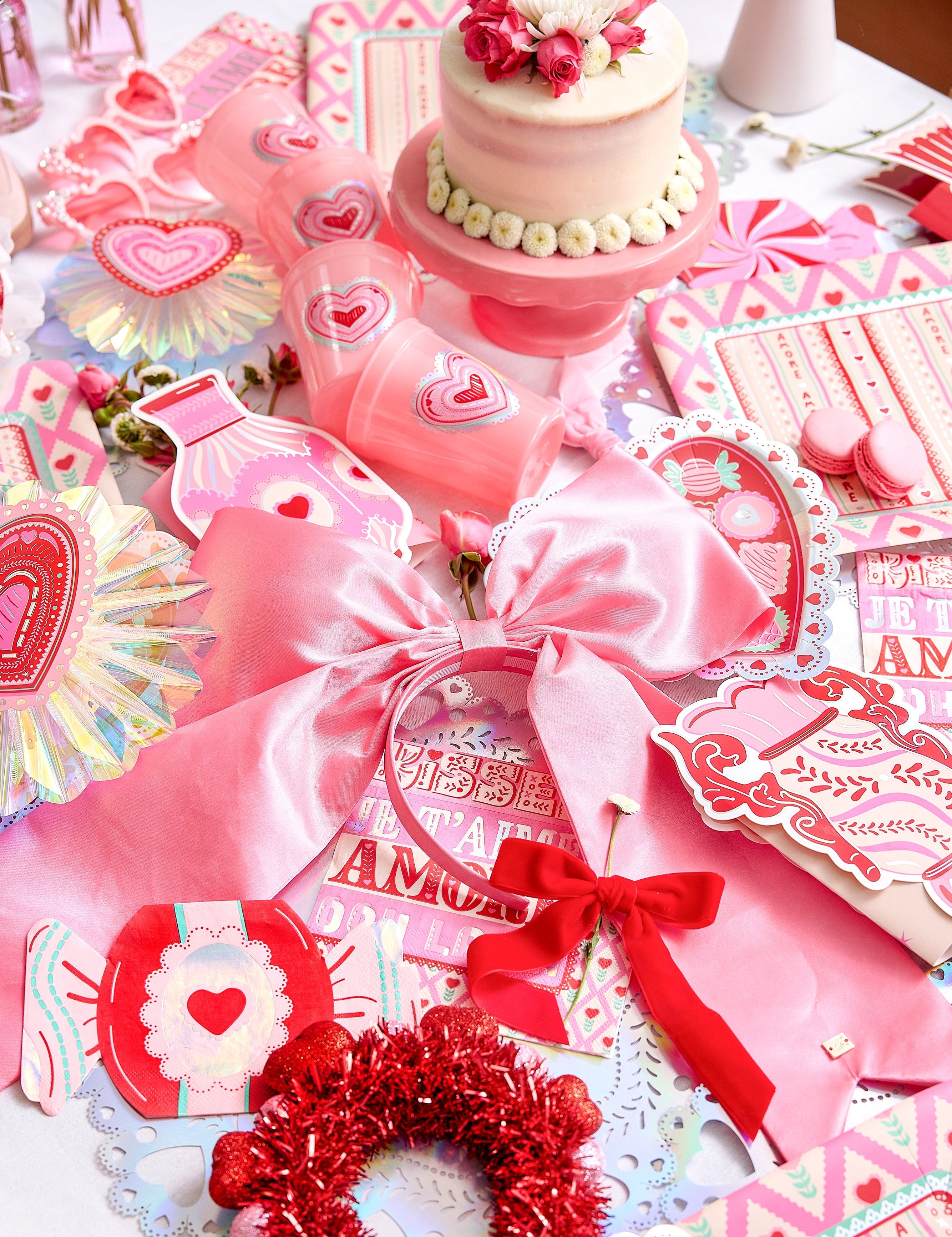 Pink Jumbo Bow Headband (Single or Set of 4)