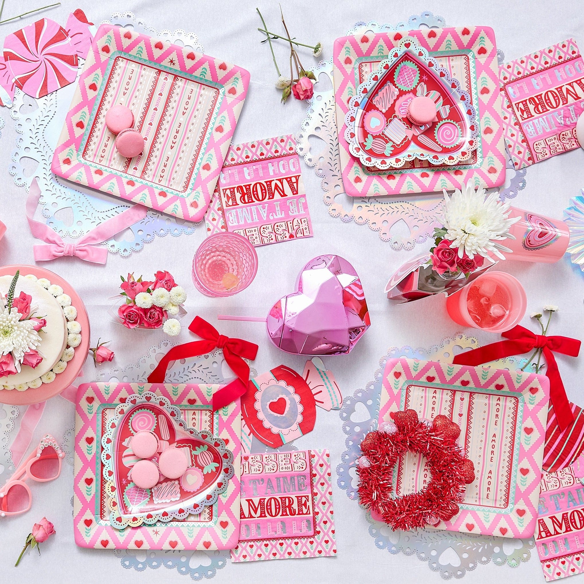 Pink Velvet Clip-On Bow Set (5 count)