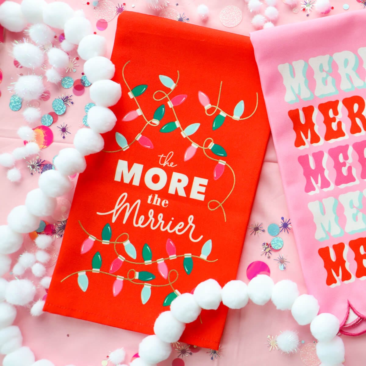 The More the Merrier tea towel with other tea towels