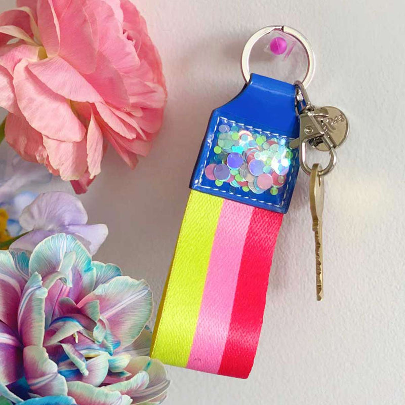 Pink Tie-Dye LV Leather Keychain