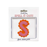 Pink and orange scalloped letter S  sticker.